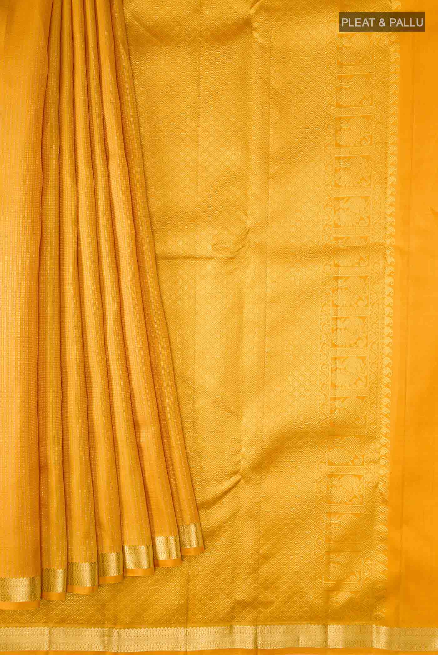Yellow Kanchipuram Silk Saree - Image 4