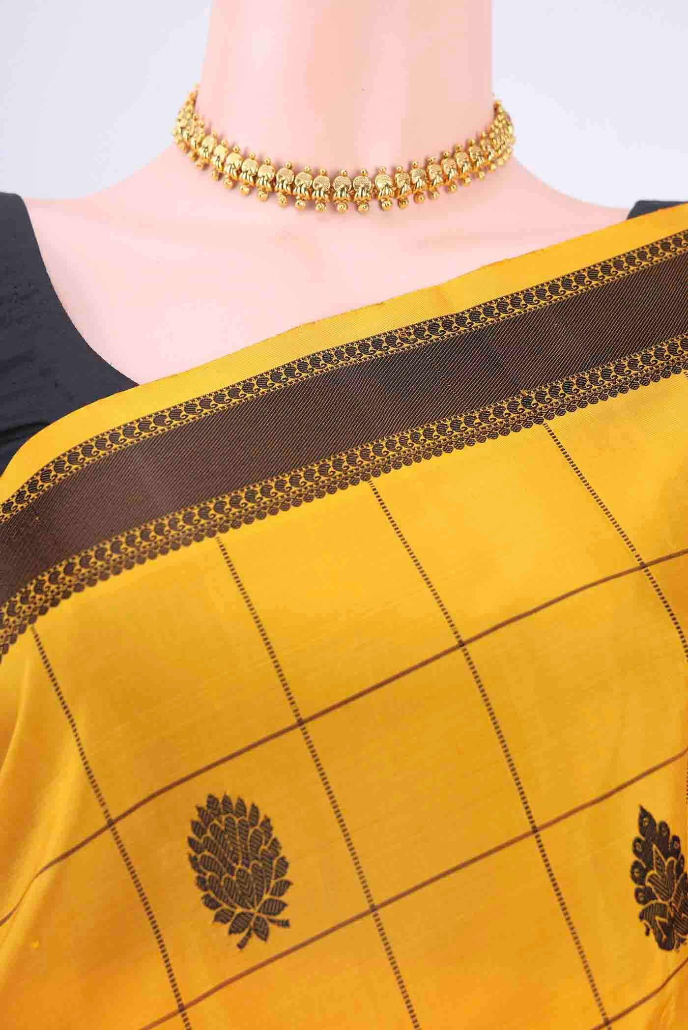 Yellow Kanjivaram Silk Saree - Image 2
