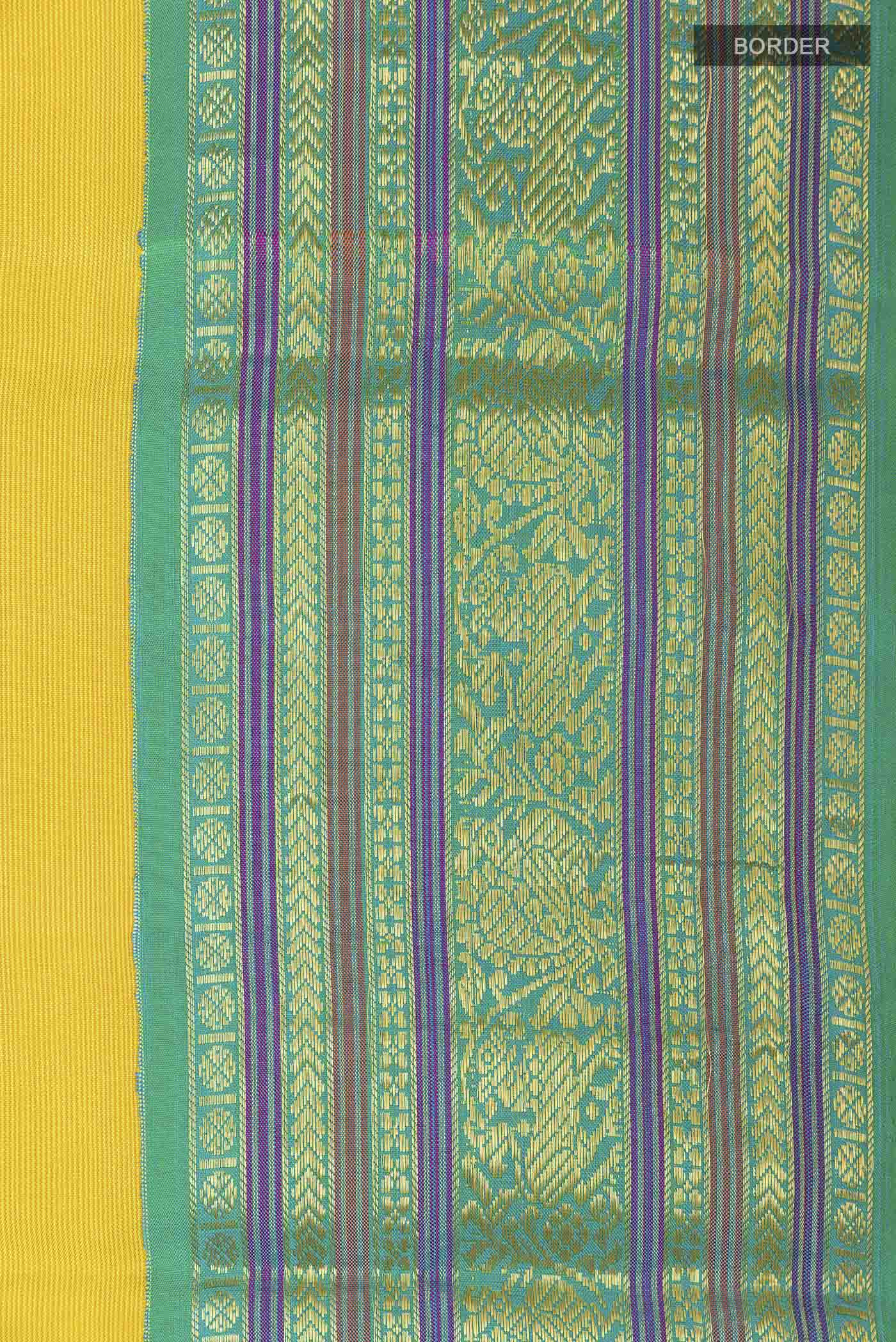 Yellow Kanjivaram Silk Saree - Image 3