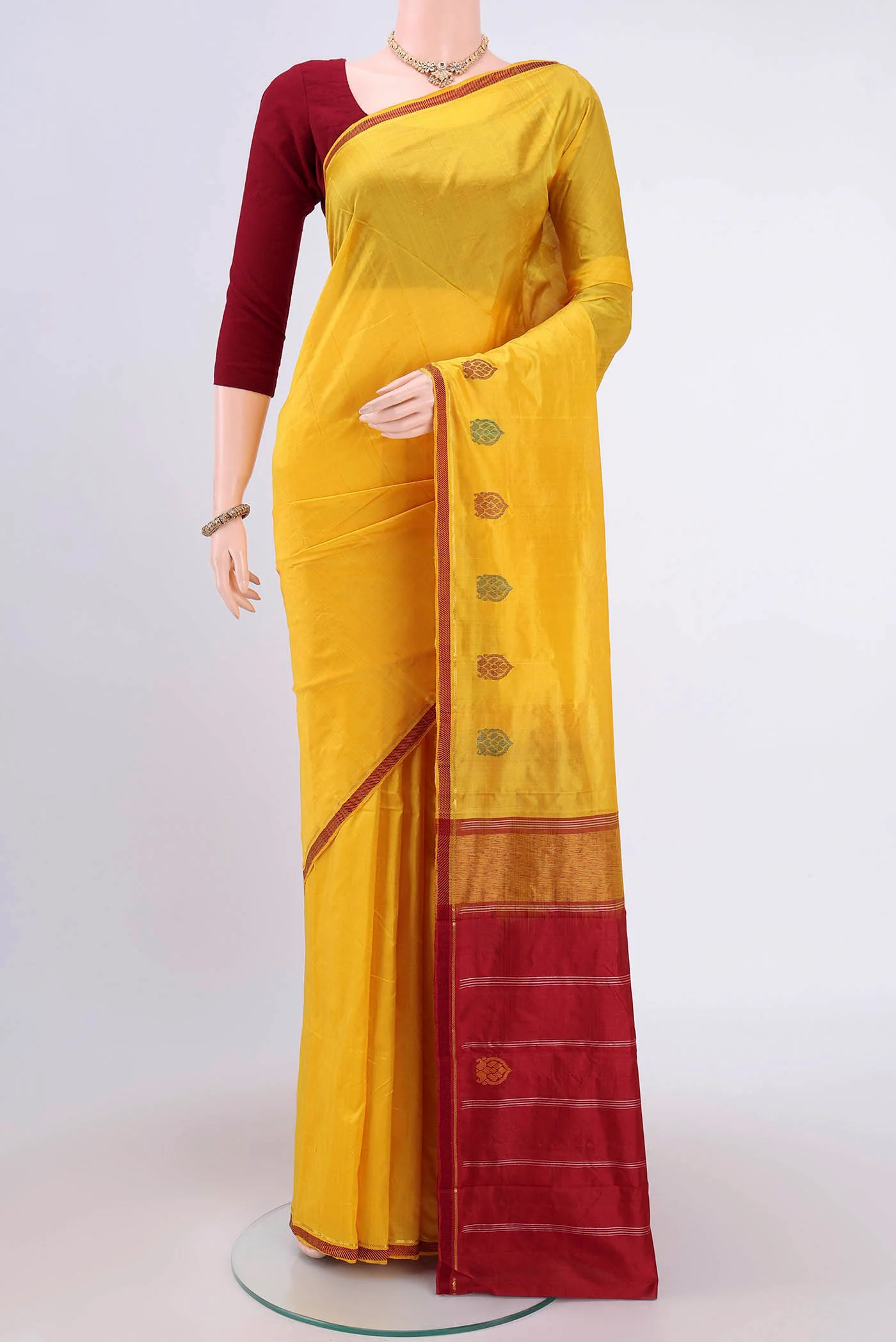 Yellow Kanchipuram Silk Saree