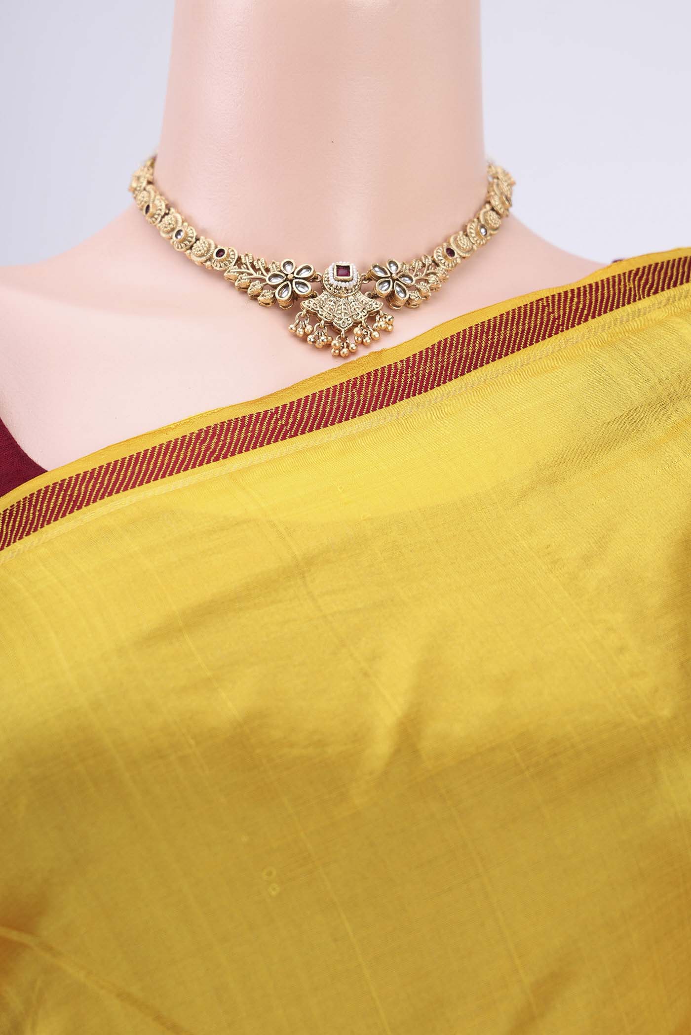 Yellow Kanchipuram Silk Saree - Image 2
