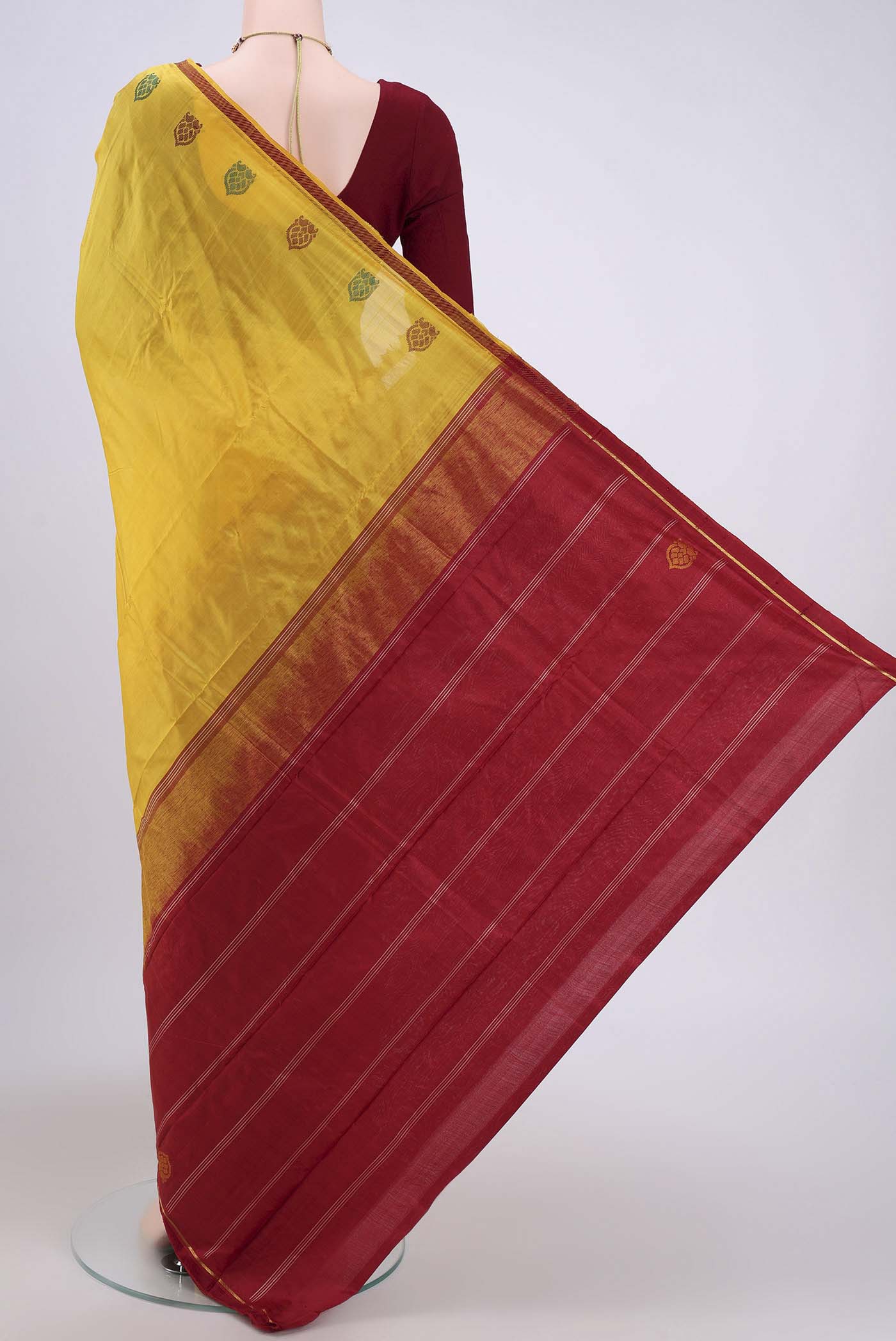 Yellow Kanchipuram Silk Saree - Image 3