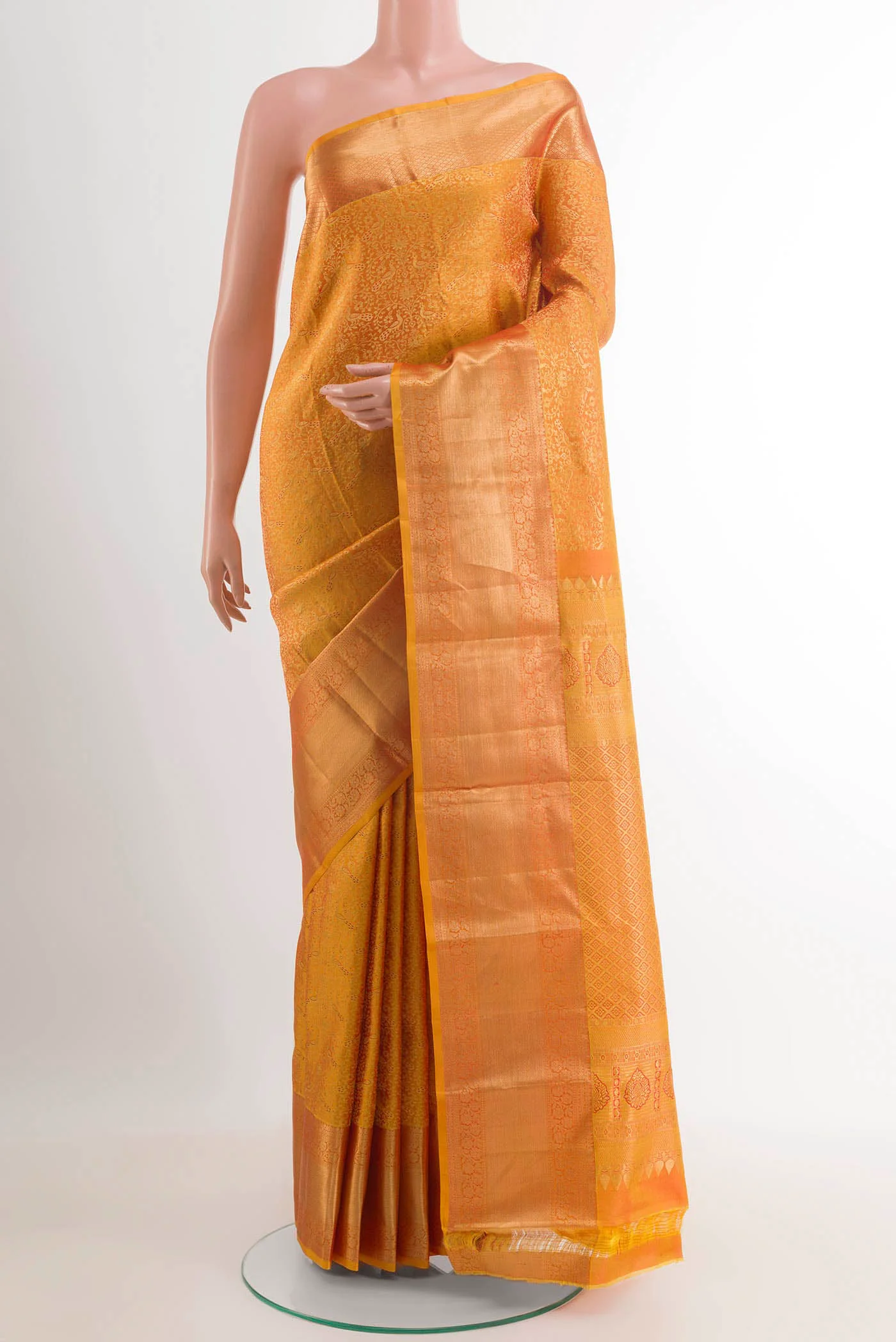 Yellow Kanchipuram Silk Saree