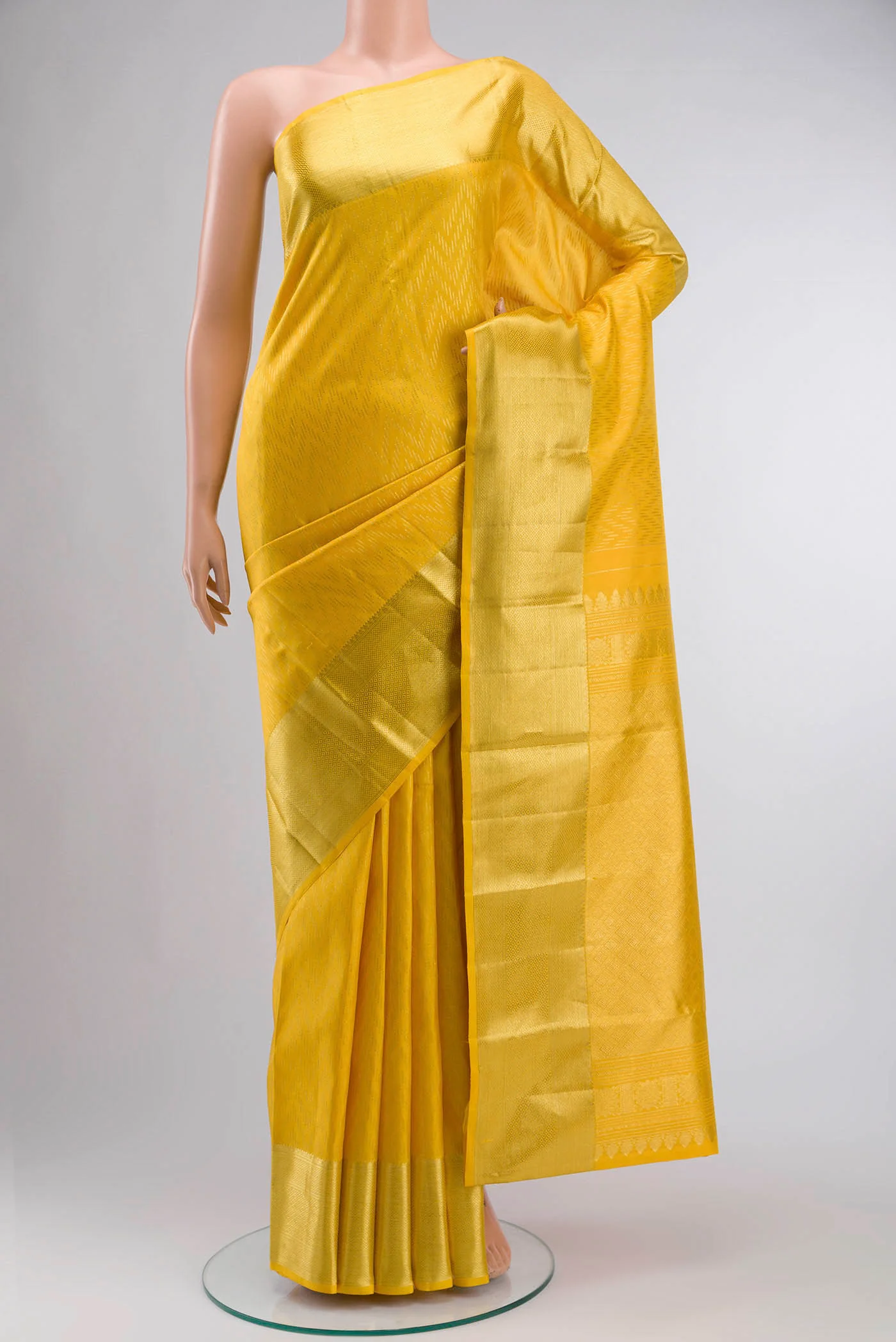 Yellow Kanchipuram Silk Saree