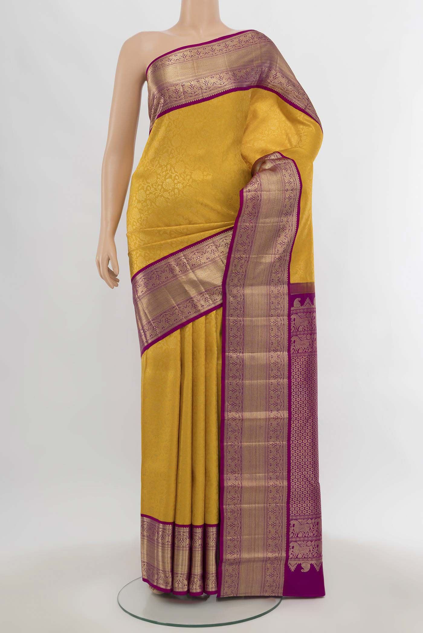 Yellow Kanchipuram Silk Saree