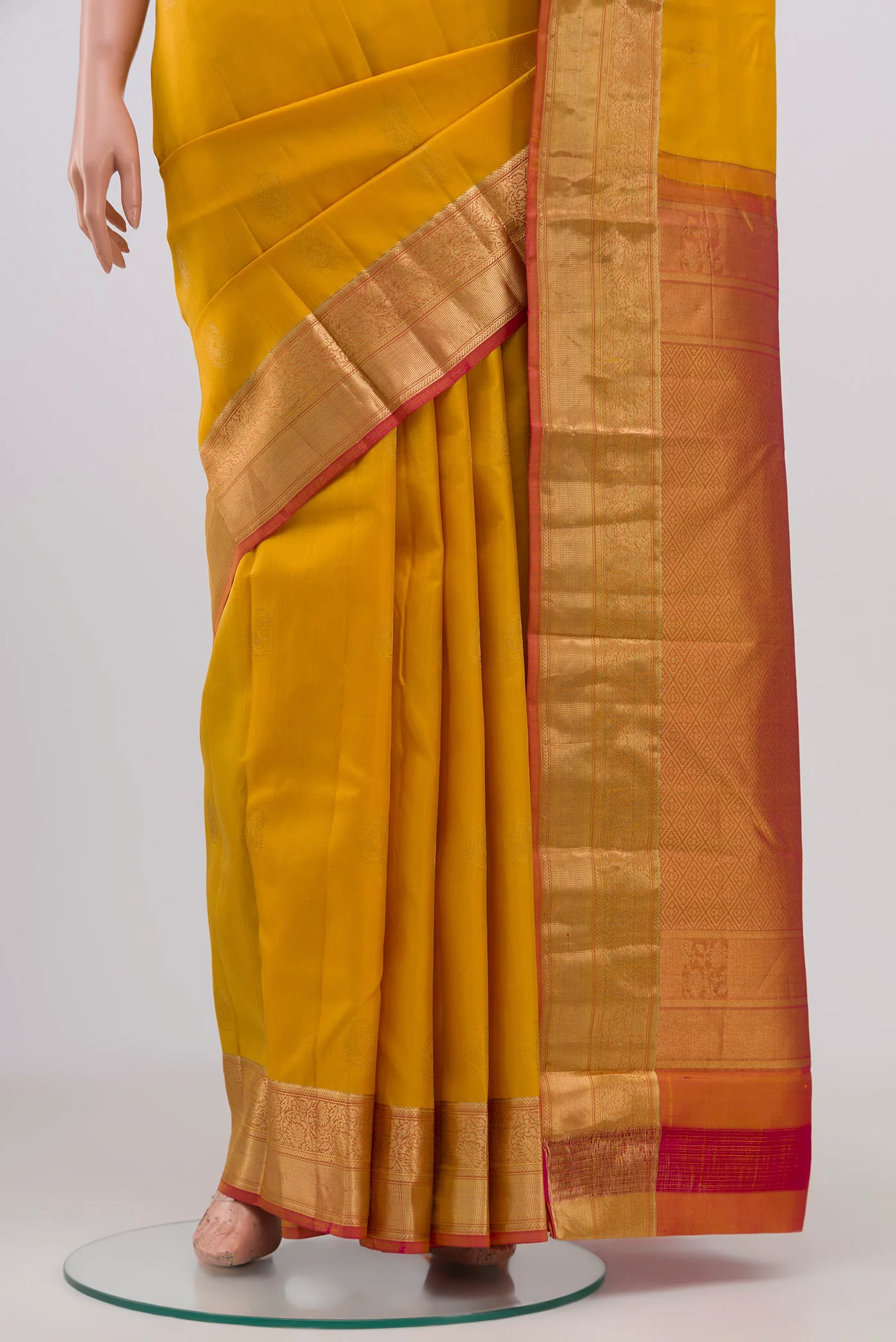 Yellow Kanchipuram Silk Saree - Image 3