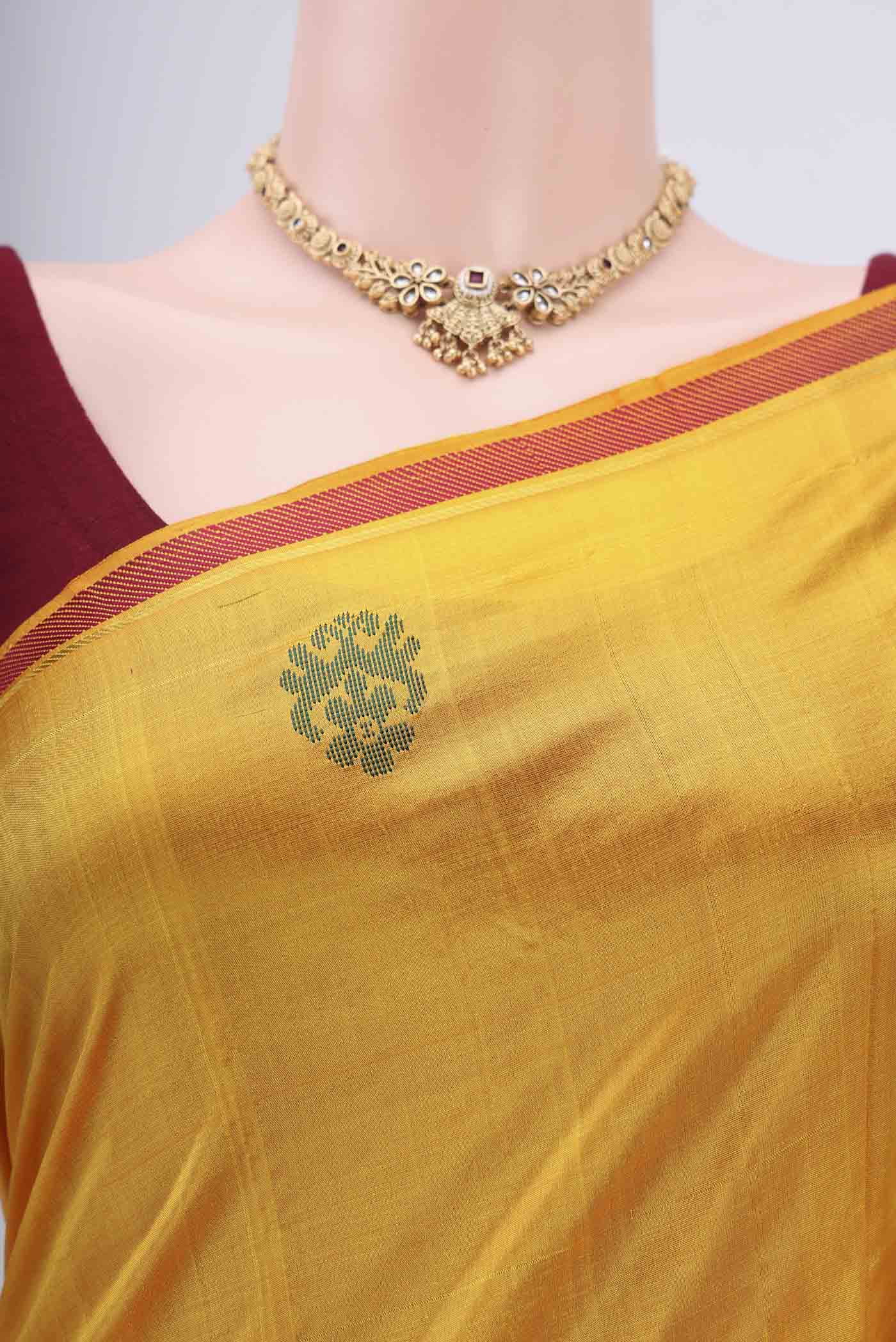 Yellow Kanchipuram Silk Saree - Image 2