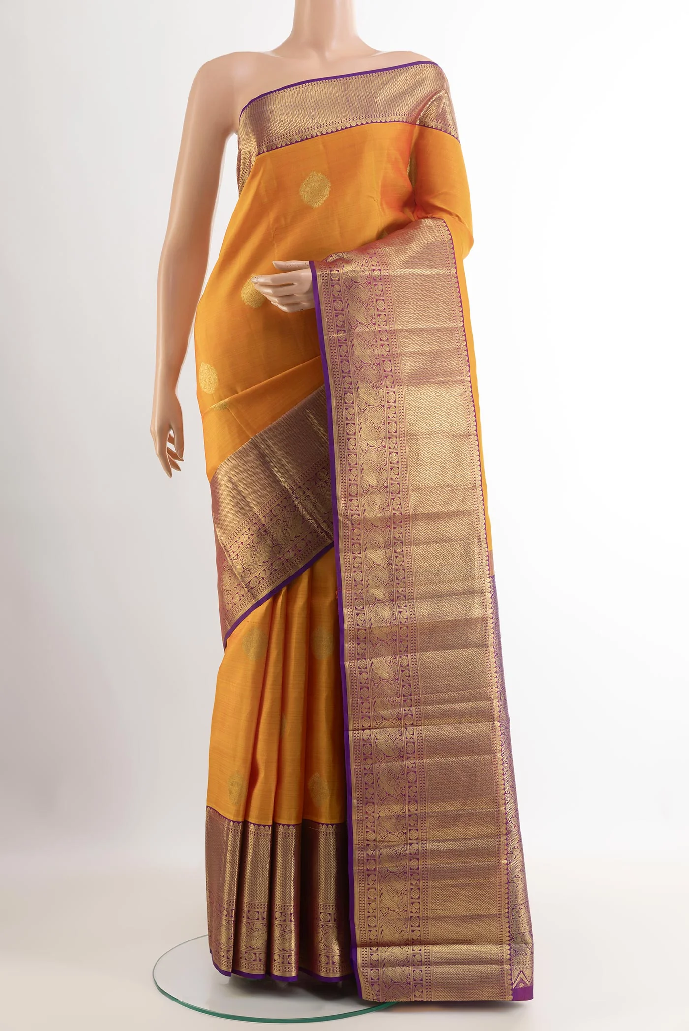 Yellow Kanchipuram Silk Saree