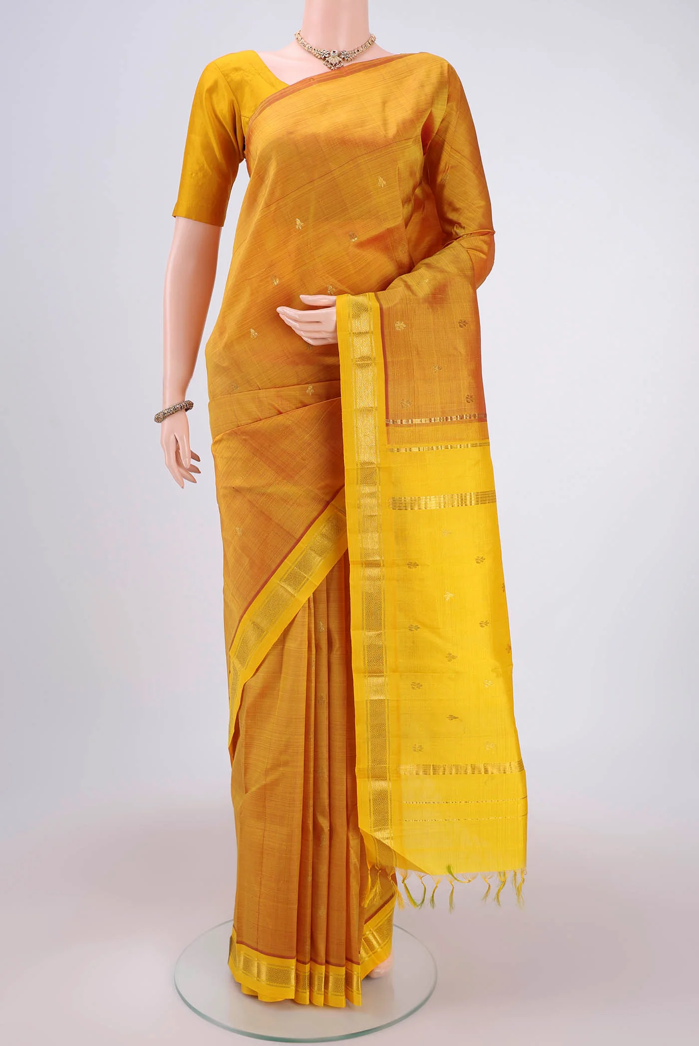 Yellow Kanchipuram Silk Saree