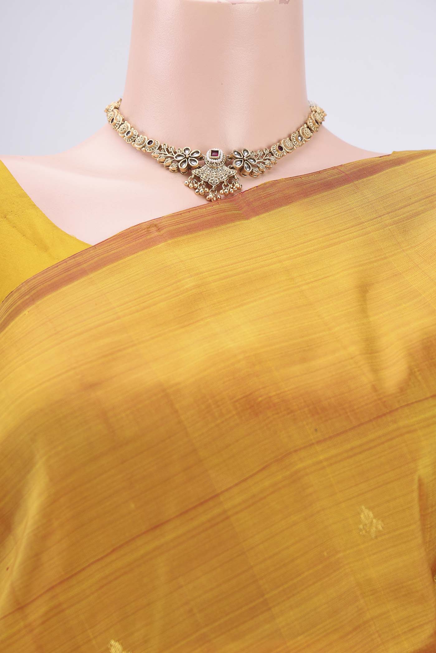 Yellow Kanchipuram Silk Saree - Image 2