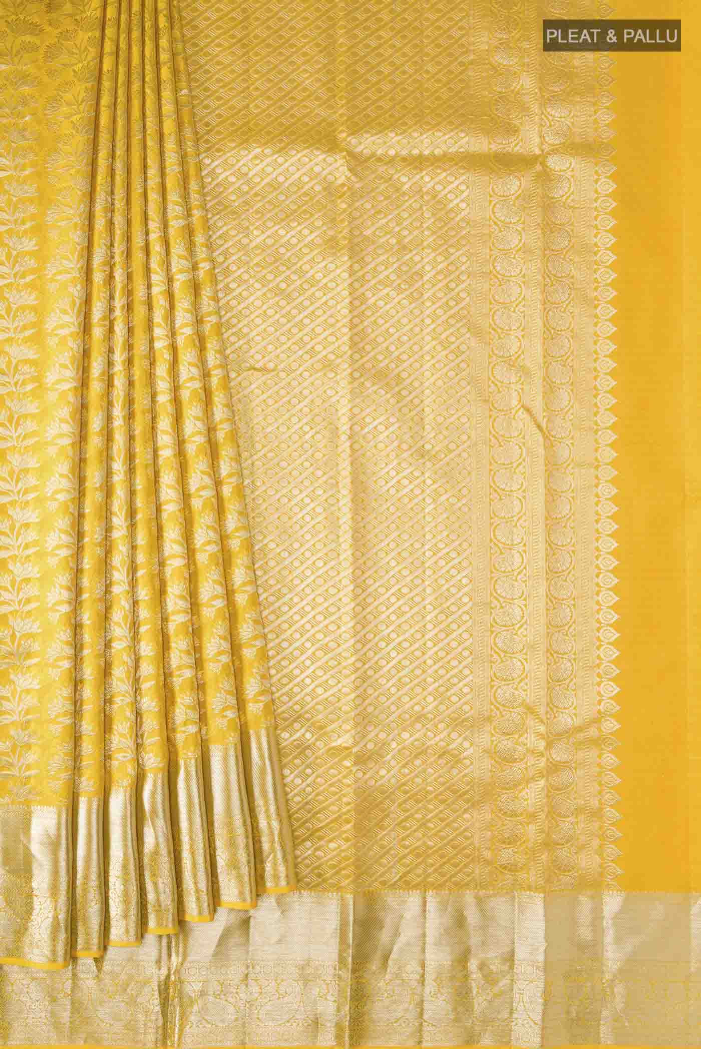 Yellow Kanchipuram Silk Saree - Image 4