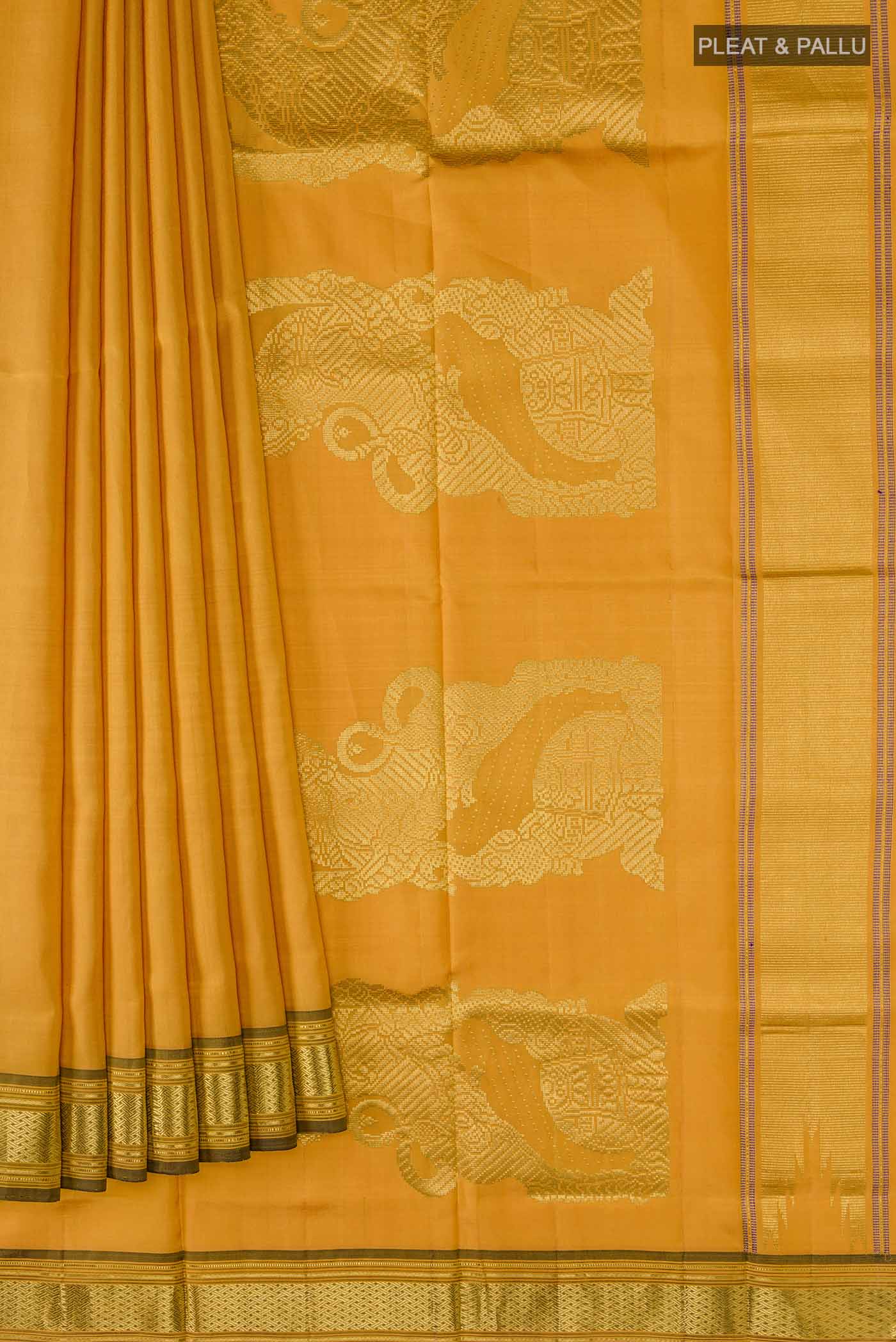 Yellow Kanchipuram Silk Saree - Image 4