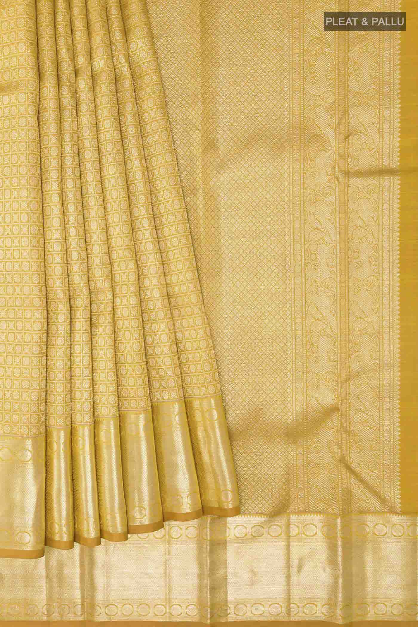 Yellow Kanchipuram Silk Saree - Image 4