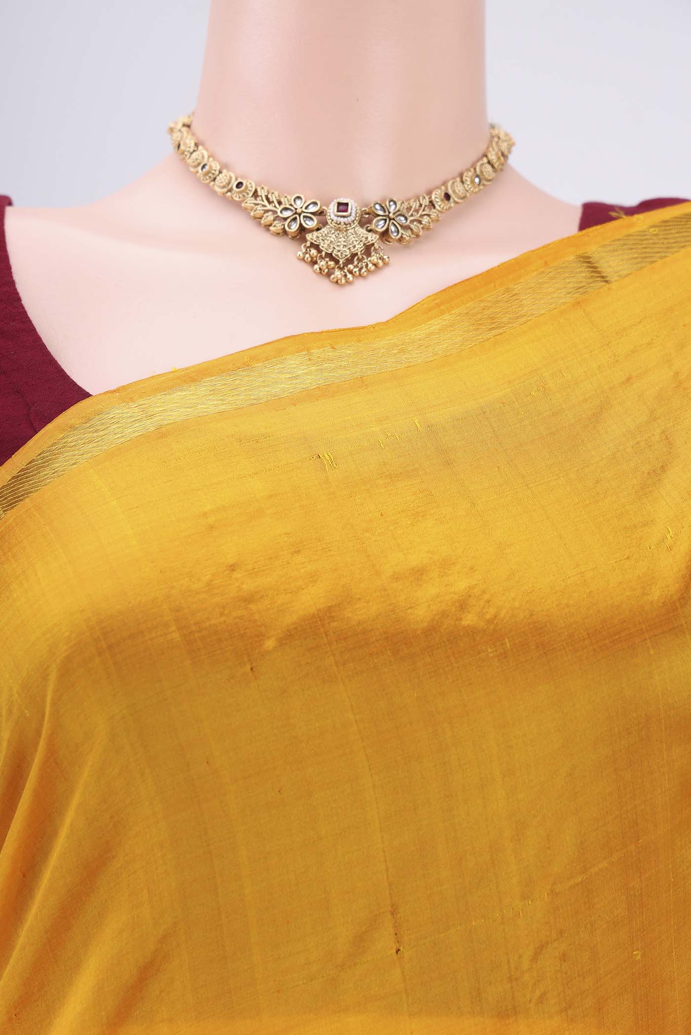 Yellow Kanchipuram Silk Saree - Image 2