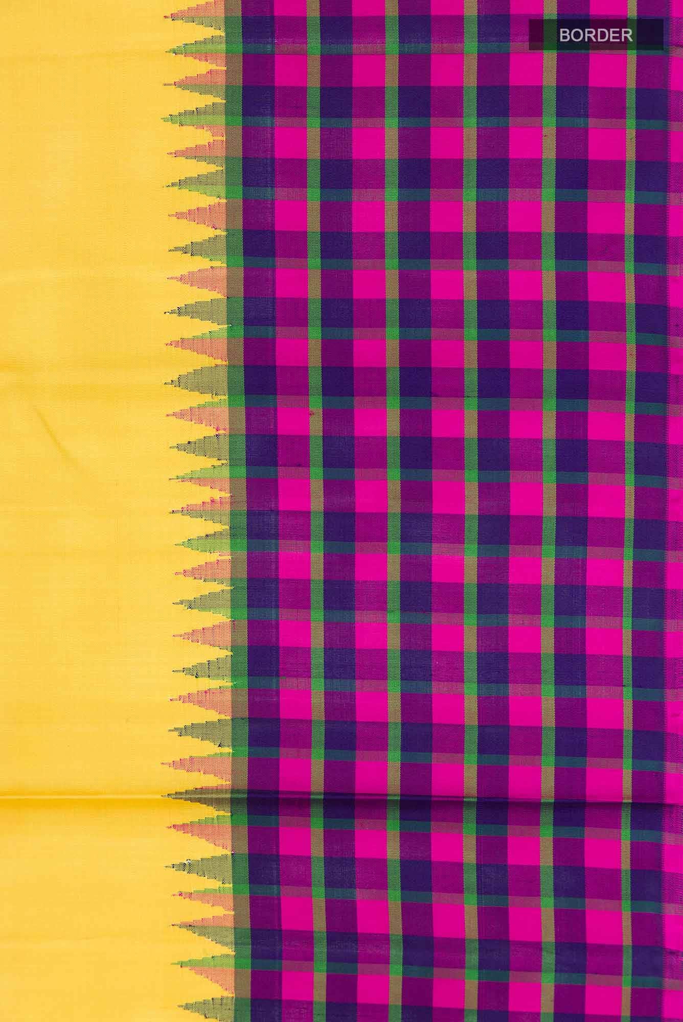 Yellow Kanchipuram Silk Saree - Image 5