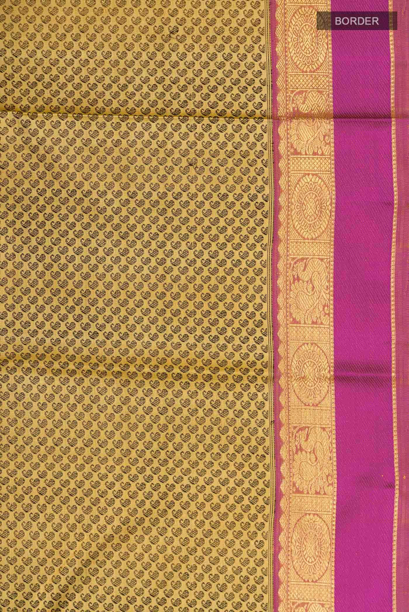 Pure Silk Pure Zari Yellow Kanchipuram Saree - Image 6