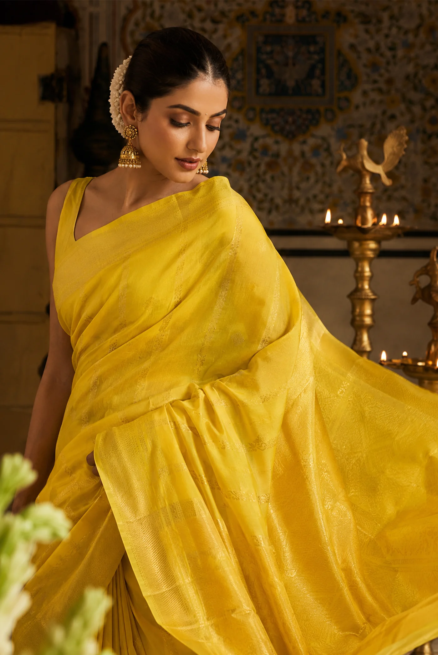 Ramya-Yellow Kanchipuram Silk Saree
