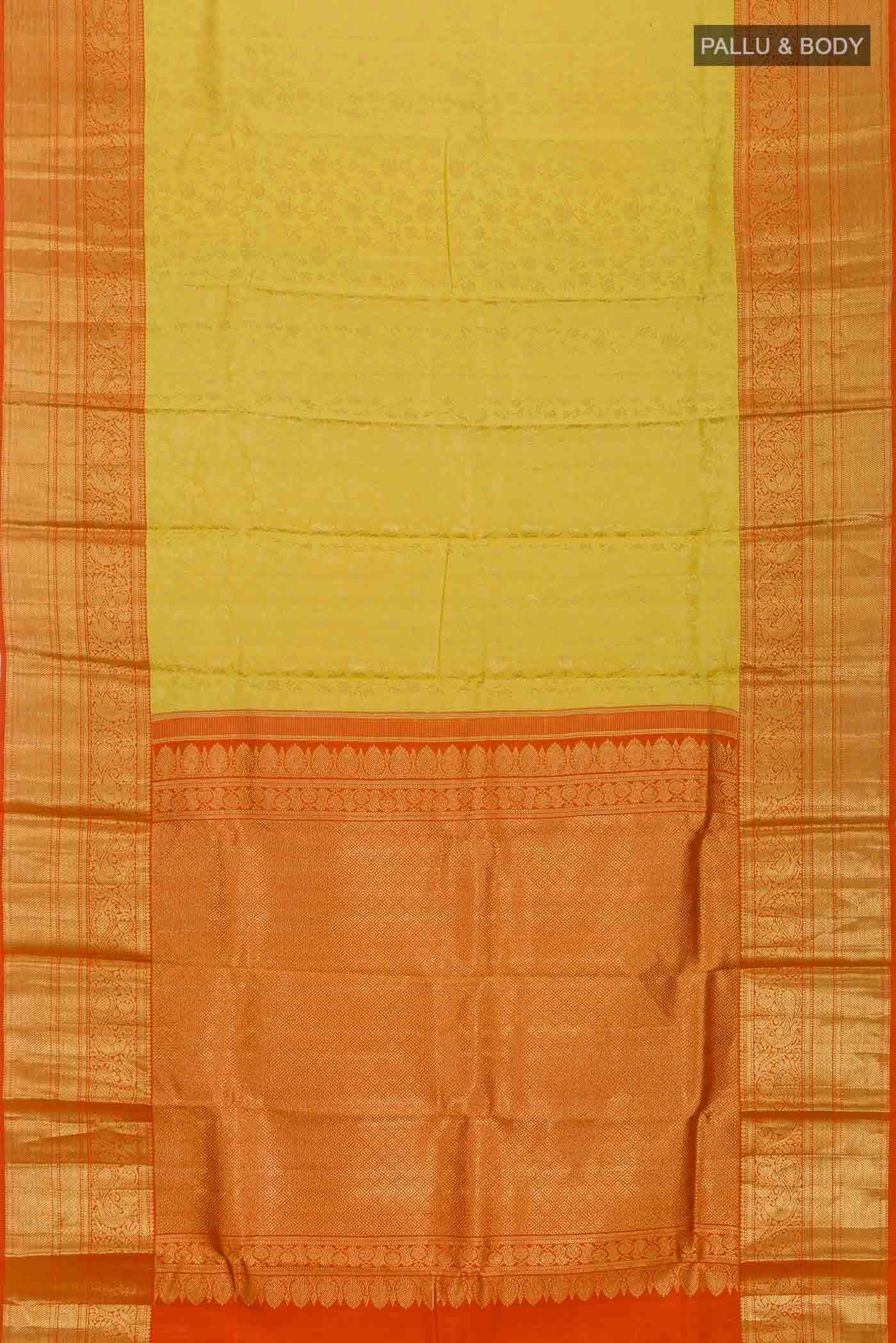 Yellow Kanchipuram Silk Saree - Image 4