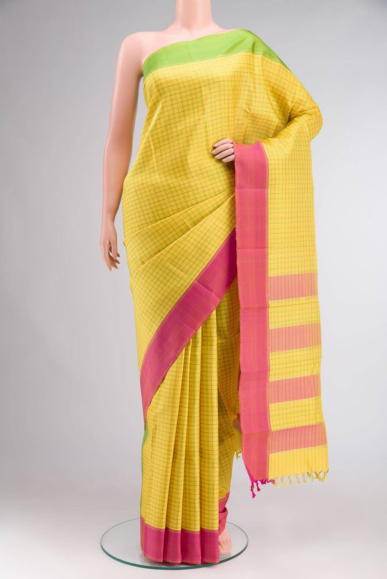 Yellow Kanjivaram Silk Saree - Image 7