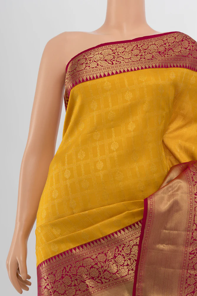 Yellow Kanchipuram Silk Saree - Image 2