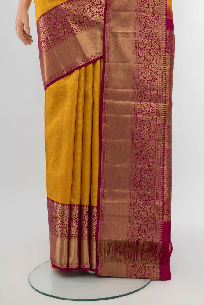 Yellow Kanchipuram Silk Saree - Image 3