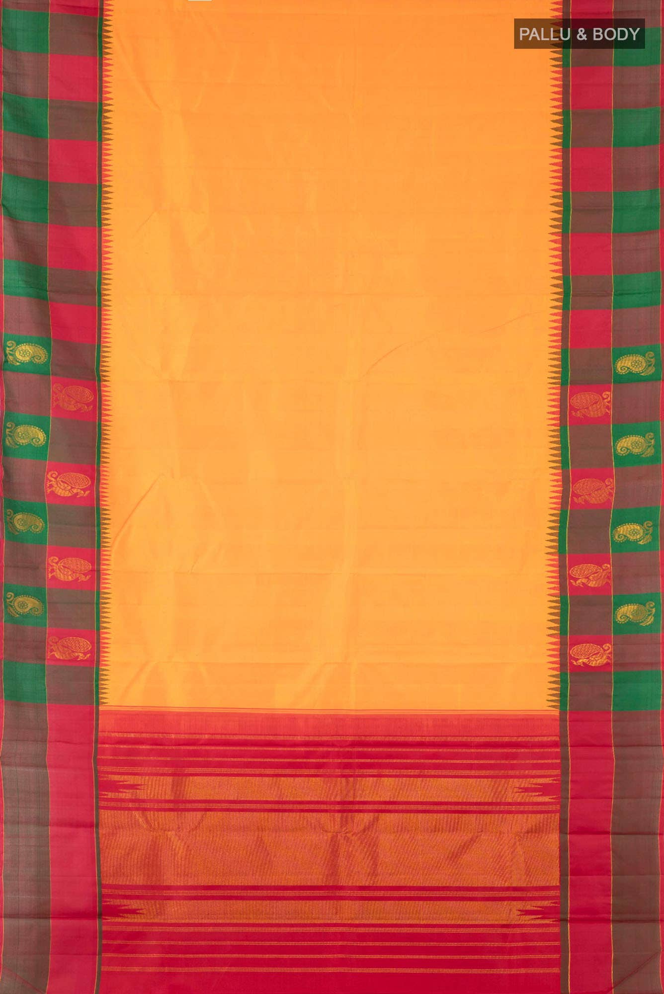 Yellow Kanjivaram Silk Saree - Image 4
