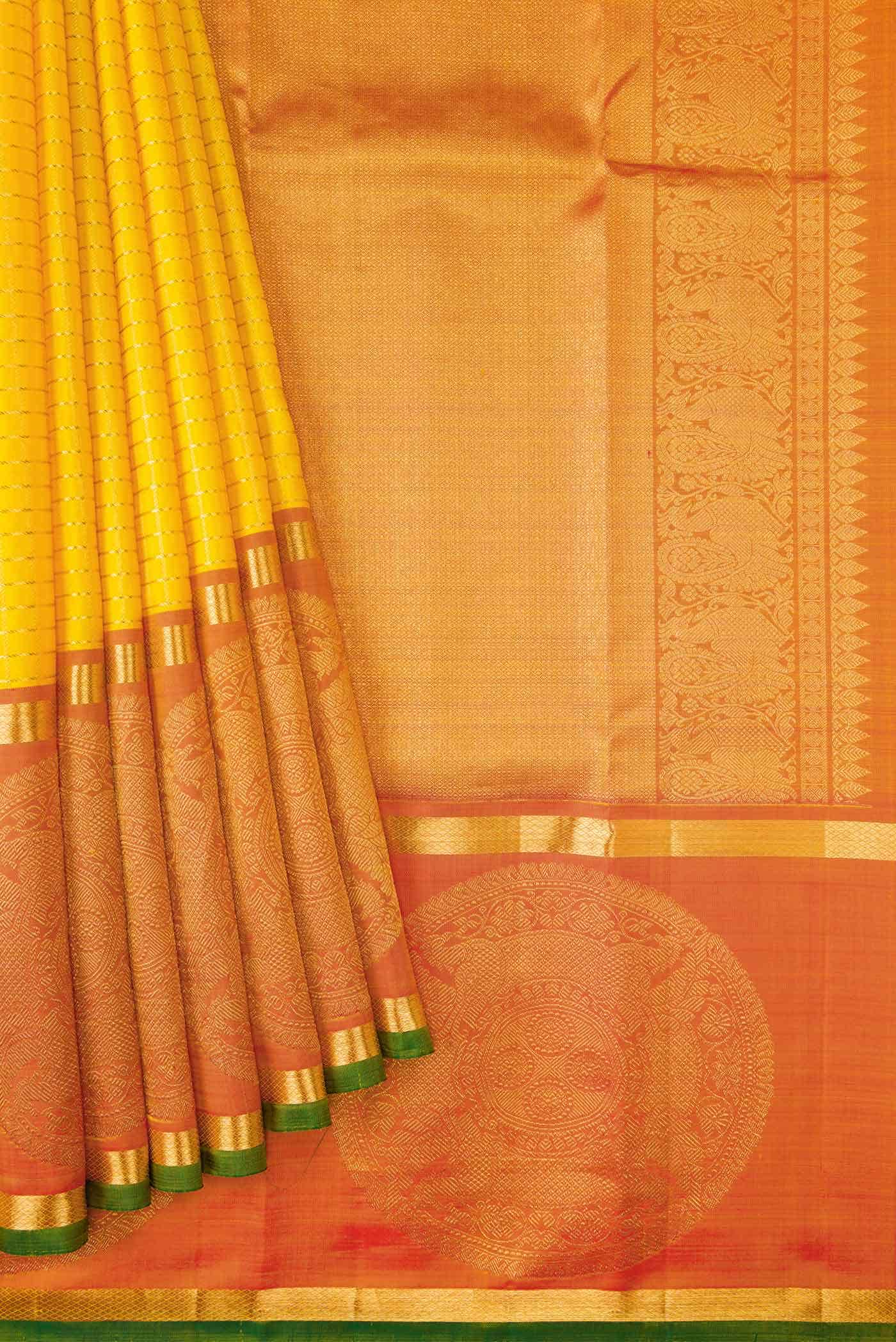 Yellow Kanchipuram Silk Saree - Image 2