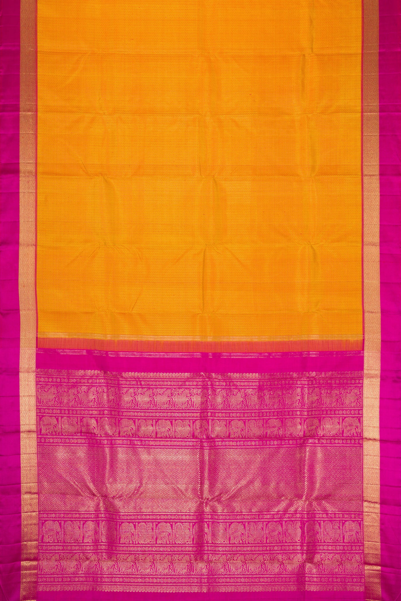 Pure Silk Pure Zari Yellow Kanchipuram Saree - Image 6