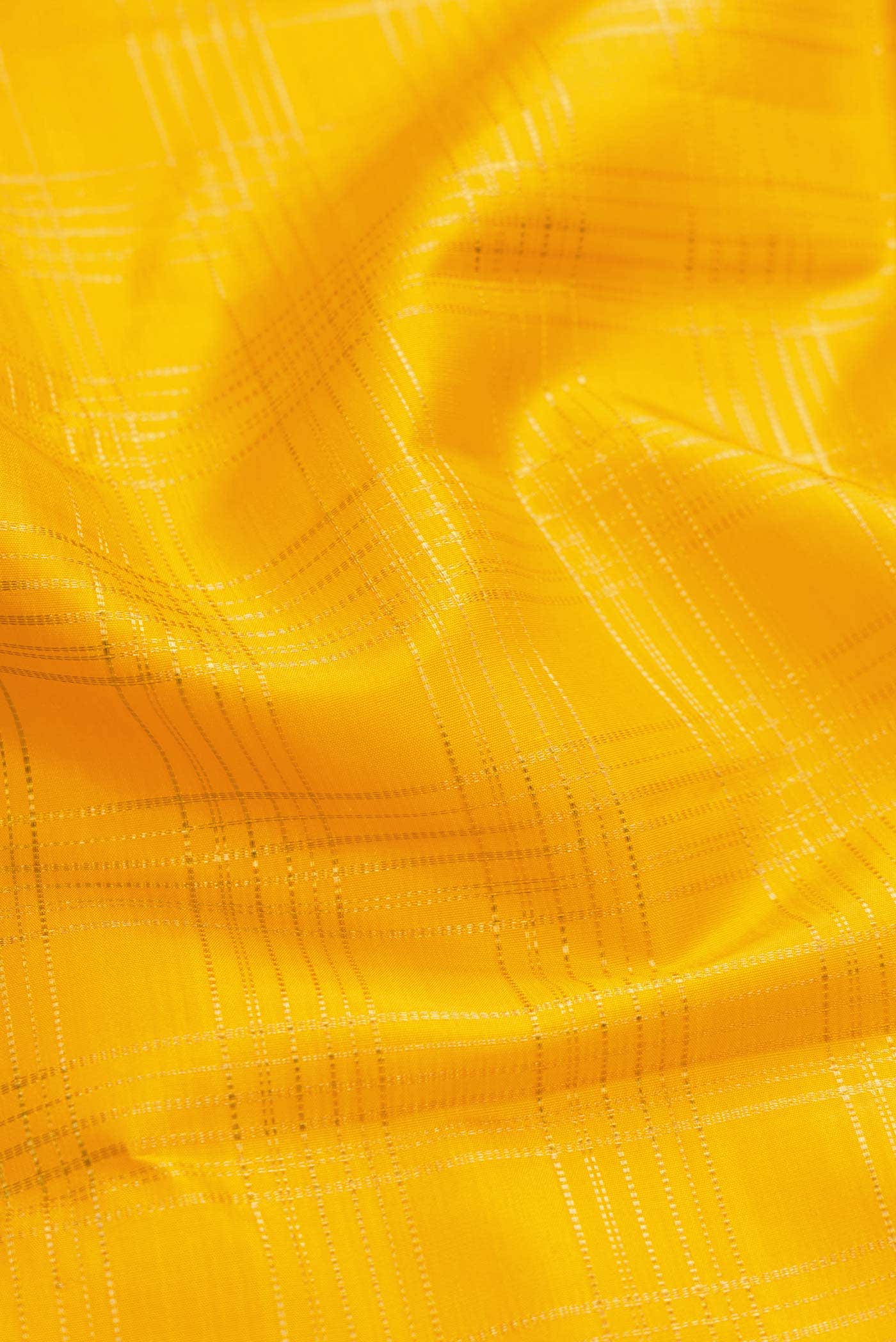 Pure Silk Pure Zari Yellow Kanjivaram Saree - Image 3