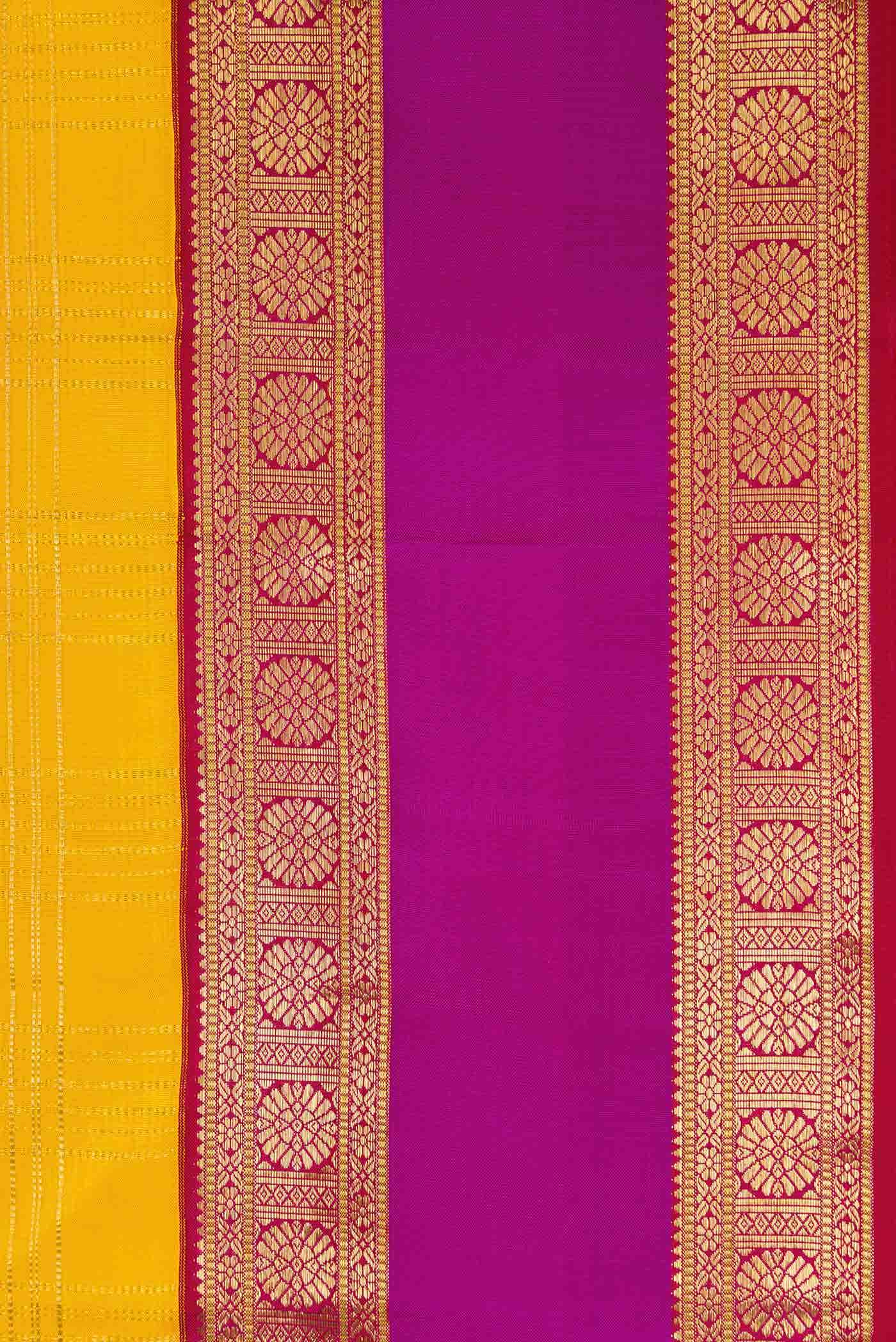 Pure Silk Pure Zari Yellow Kanjivaram Saree - Image 5