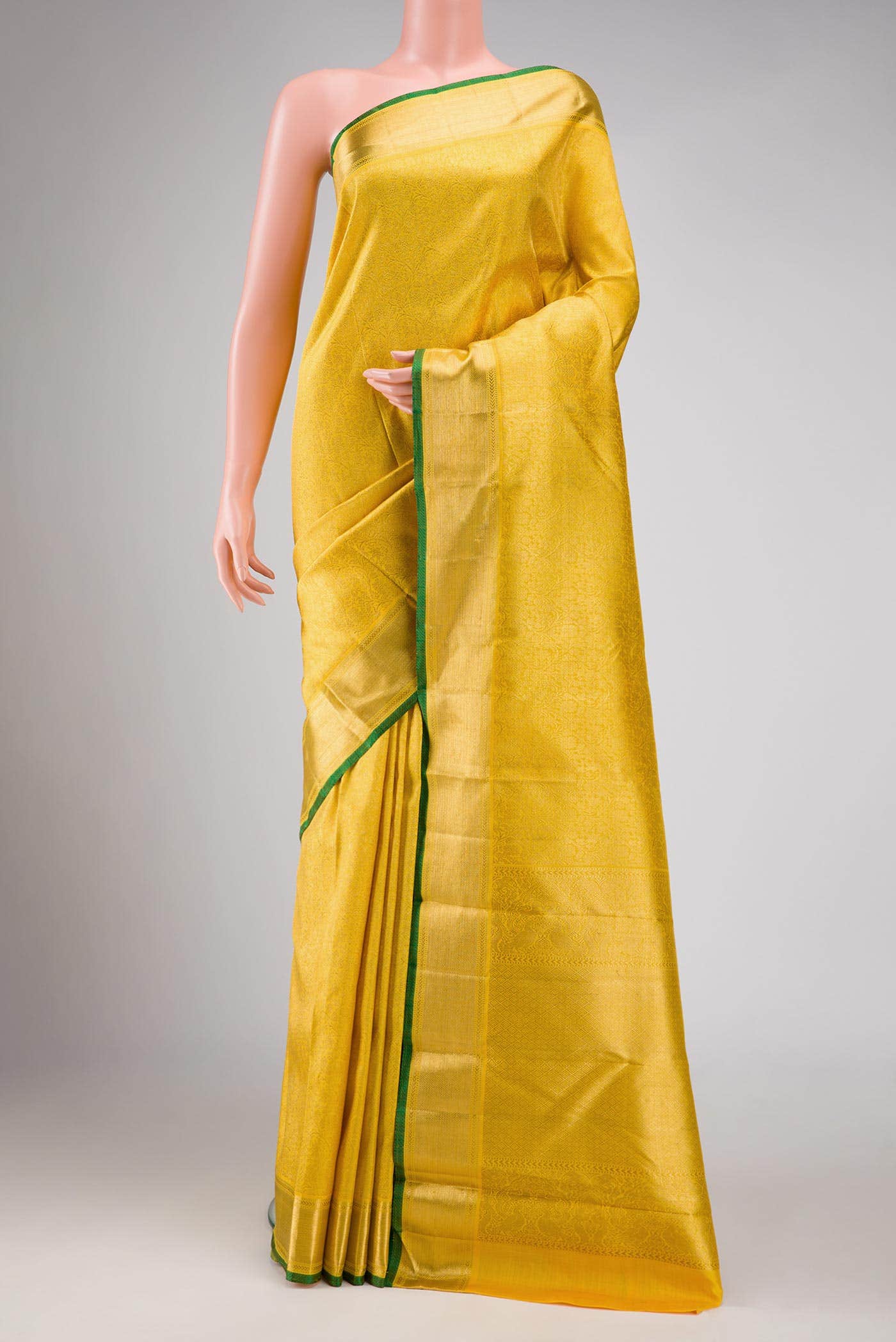 Pure Silk Pure Zari Yellow Kanjivaram Saree