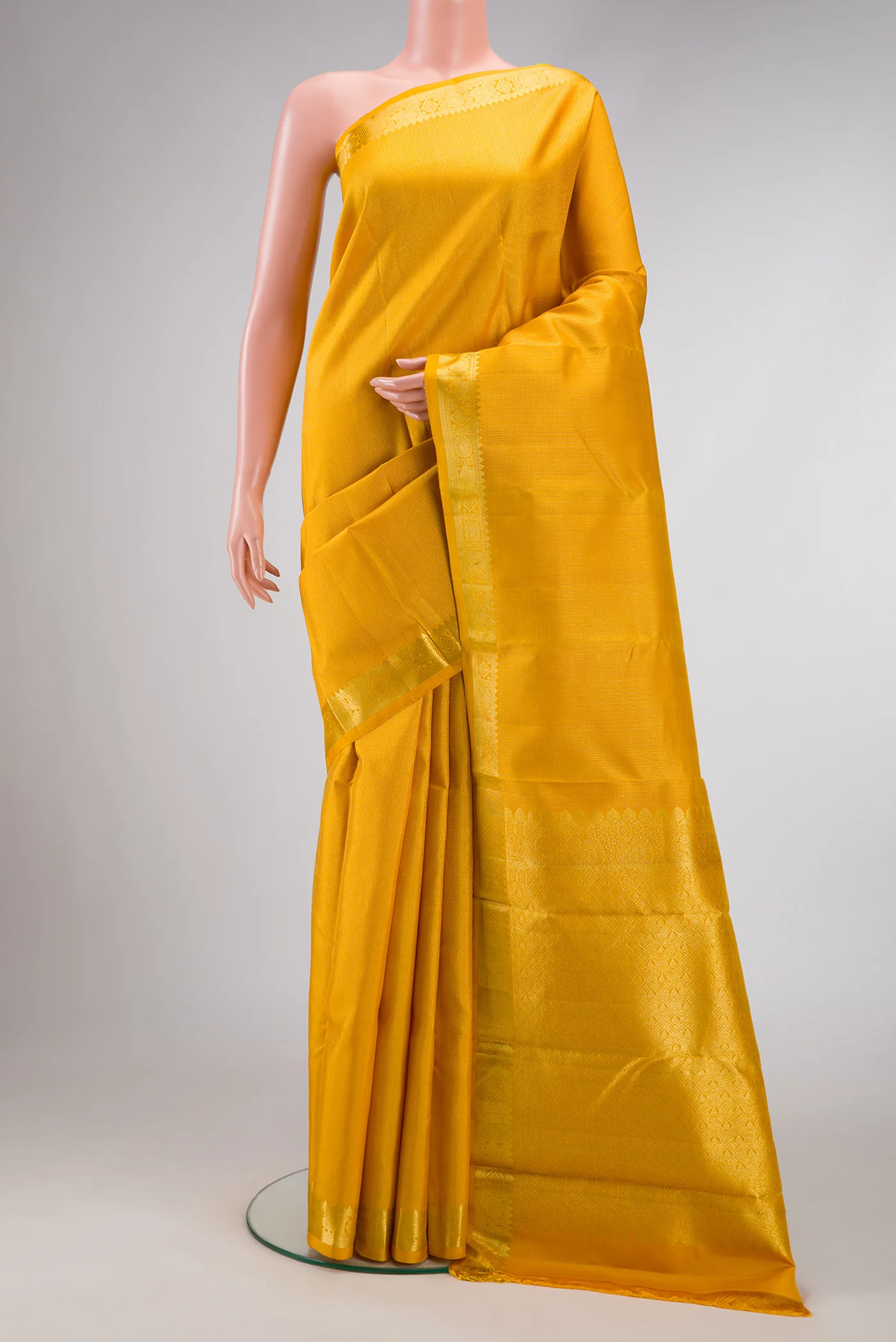 Yellow Kanchipuram Silk Saree