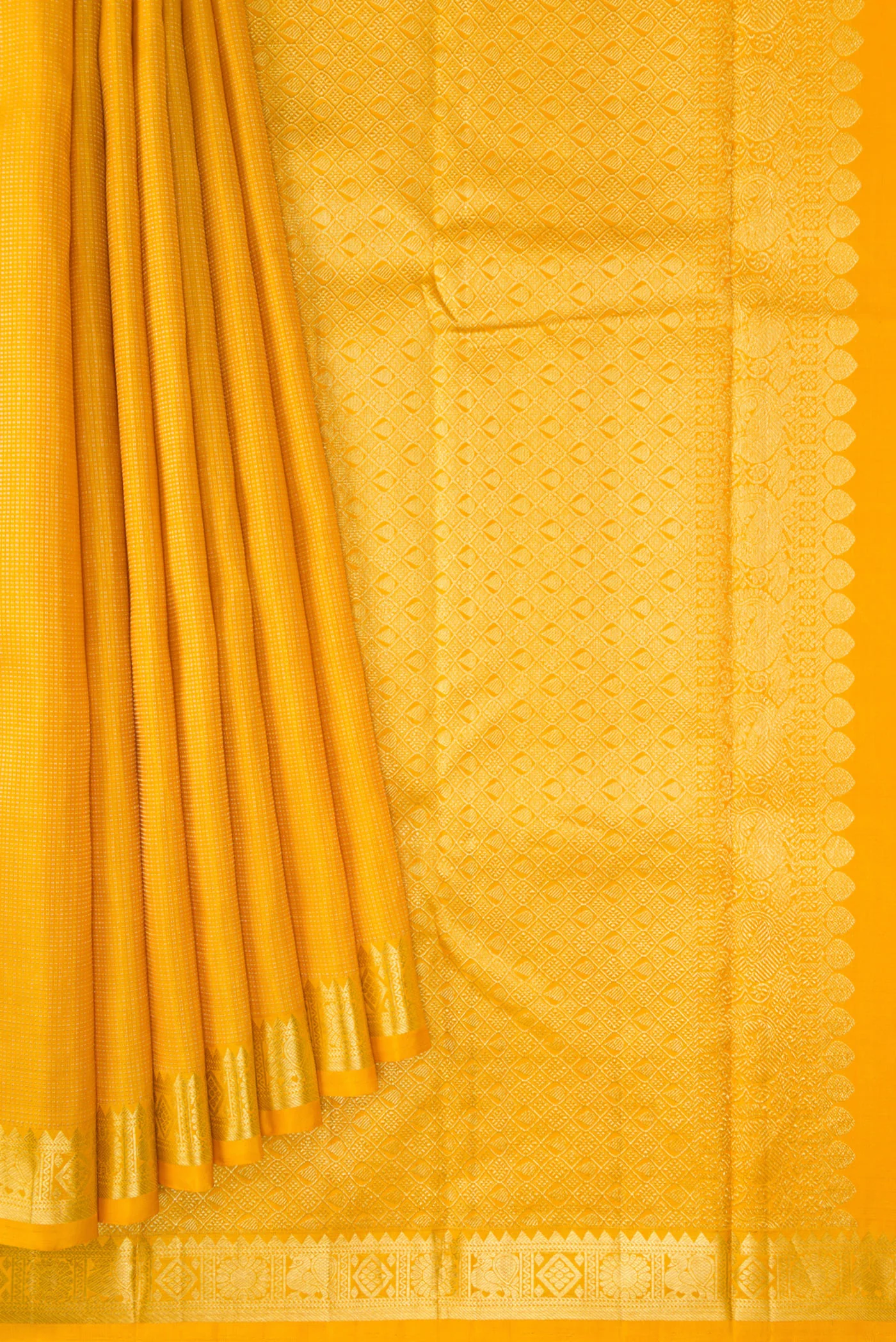 Yellow Kanchipuram Silk Saree - Image 4