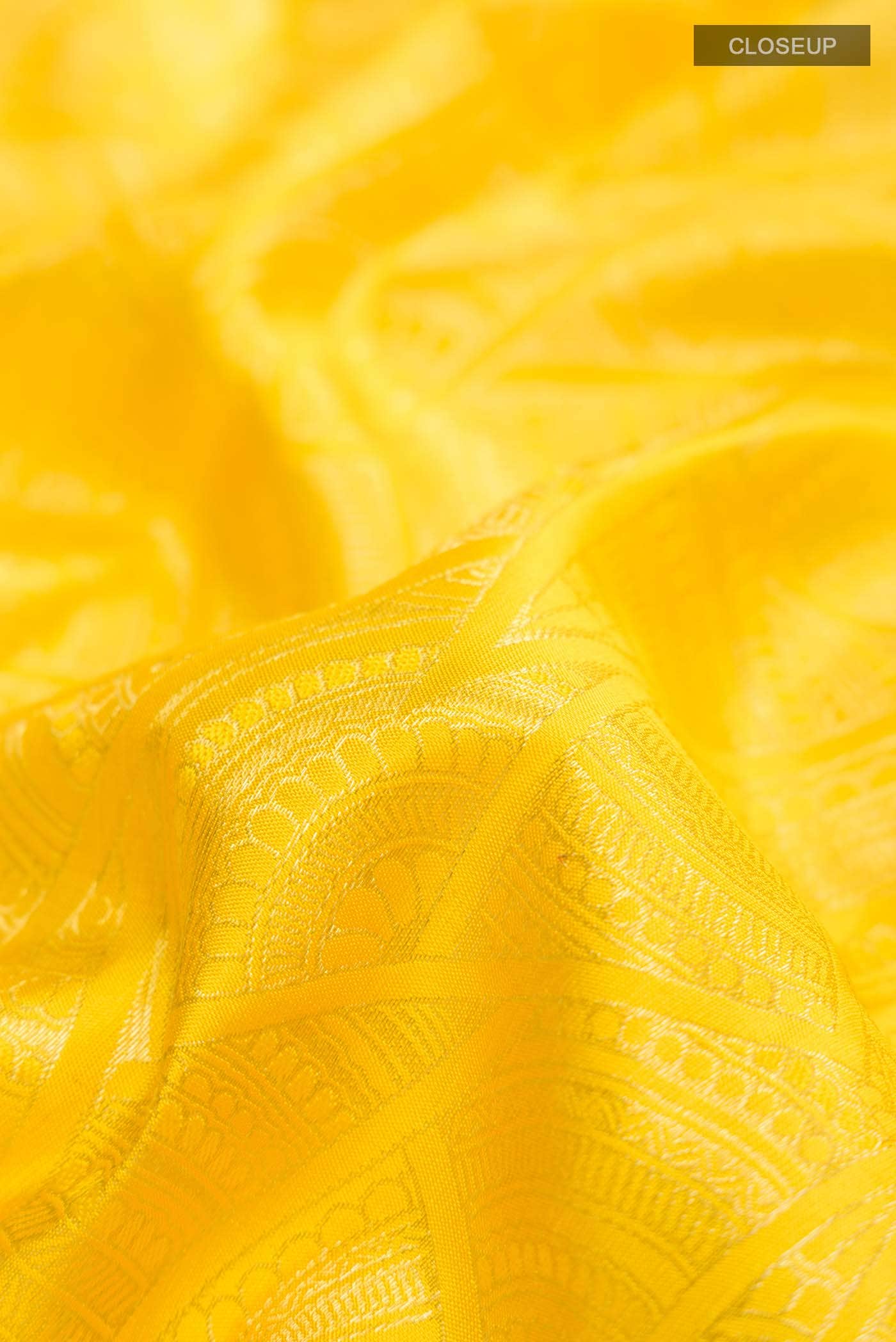 Yellow Kanchipuram Silk Saree - Image 3