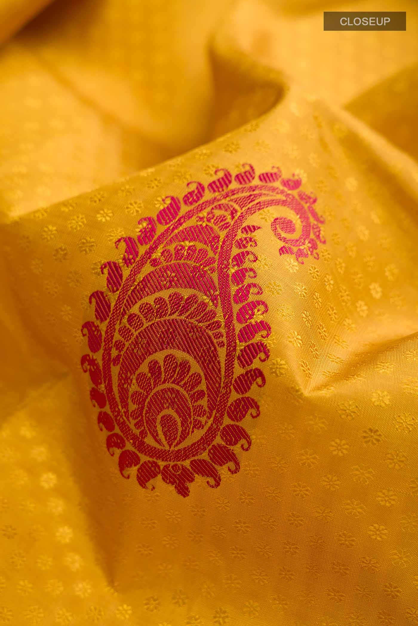 Yellow Kanjivaram Silk Saree - Image 3