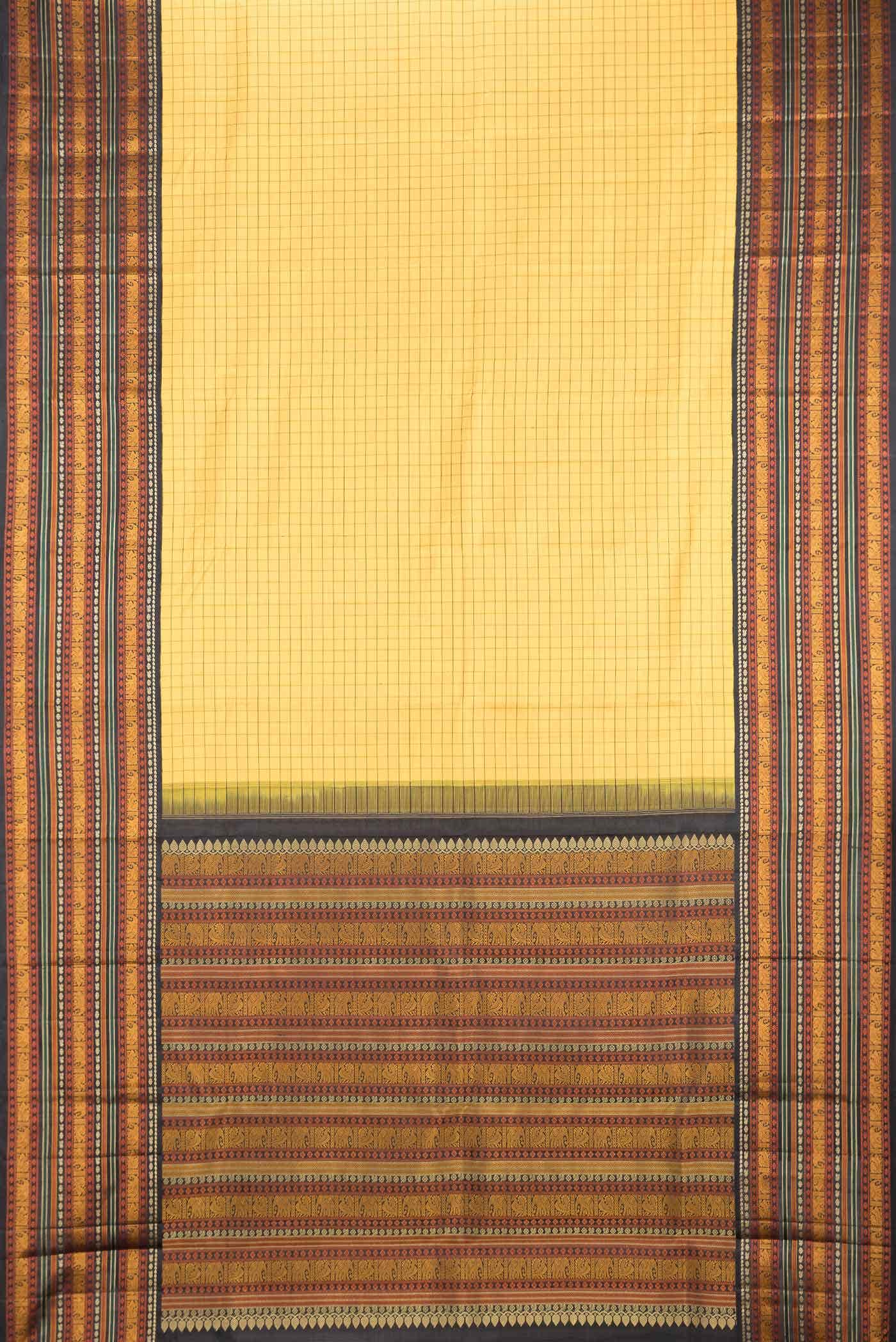 Yellow Kanchipuram Silk Saree - Image 4
