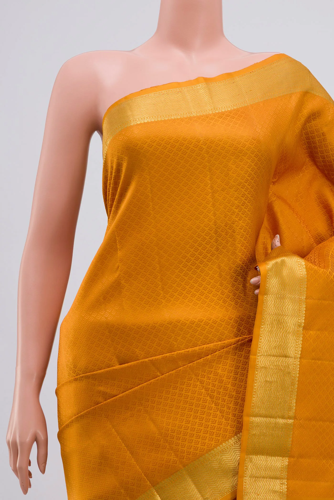 Mustard Kanjivaram Silk Saree - Image 2