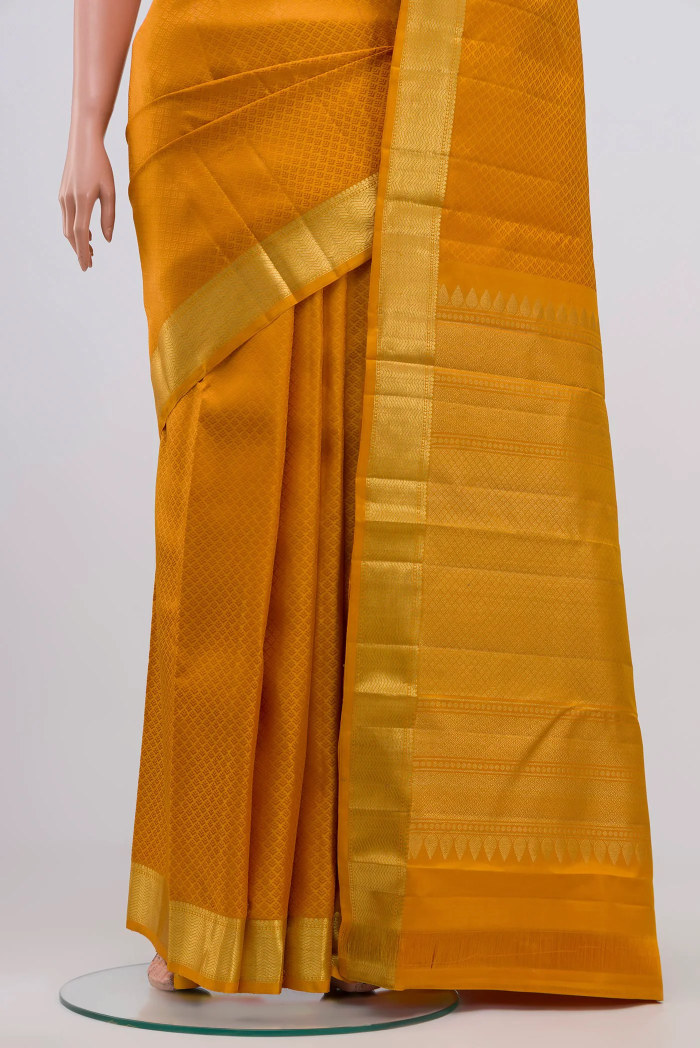 Mustard Kanjivaram Silk Saree - Image 3