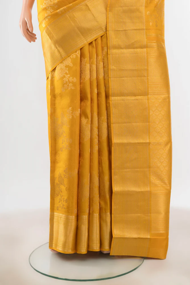Yellow Kanjivaram Silk Saree - Image 3