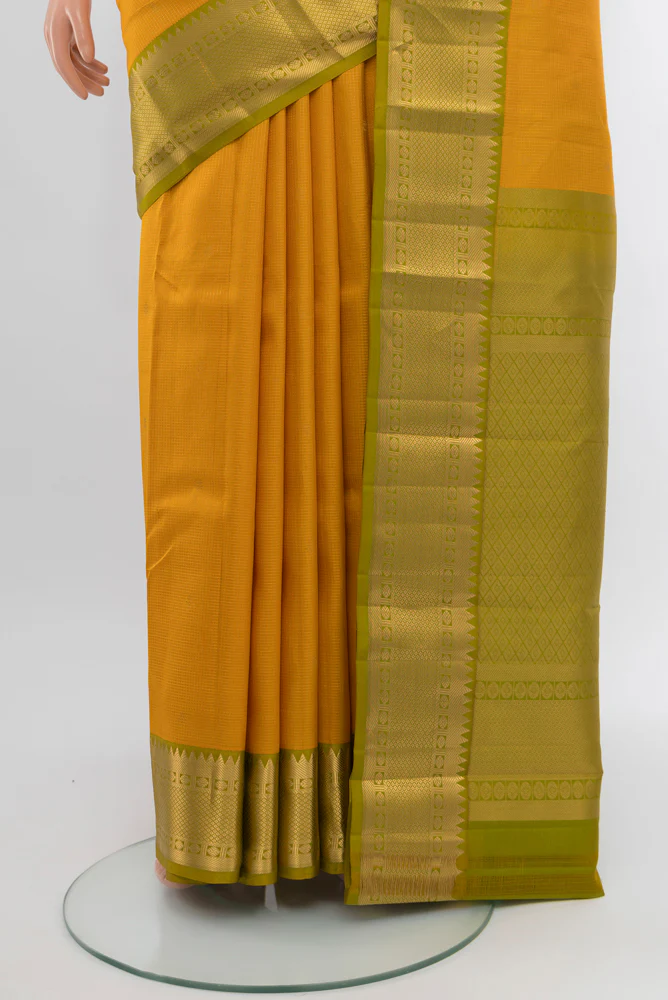 Yellow Kanjivaram Silk Saree - Image 3