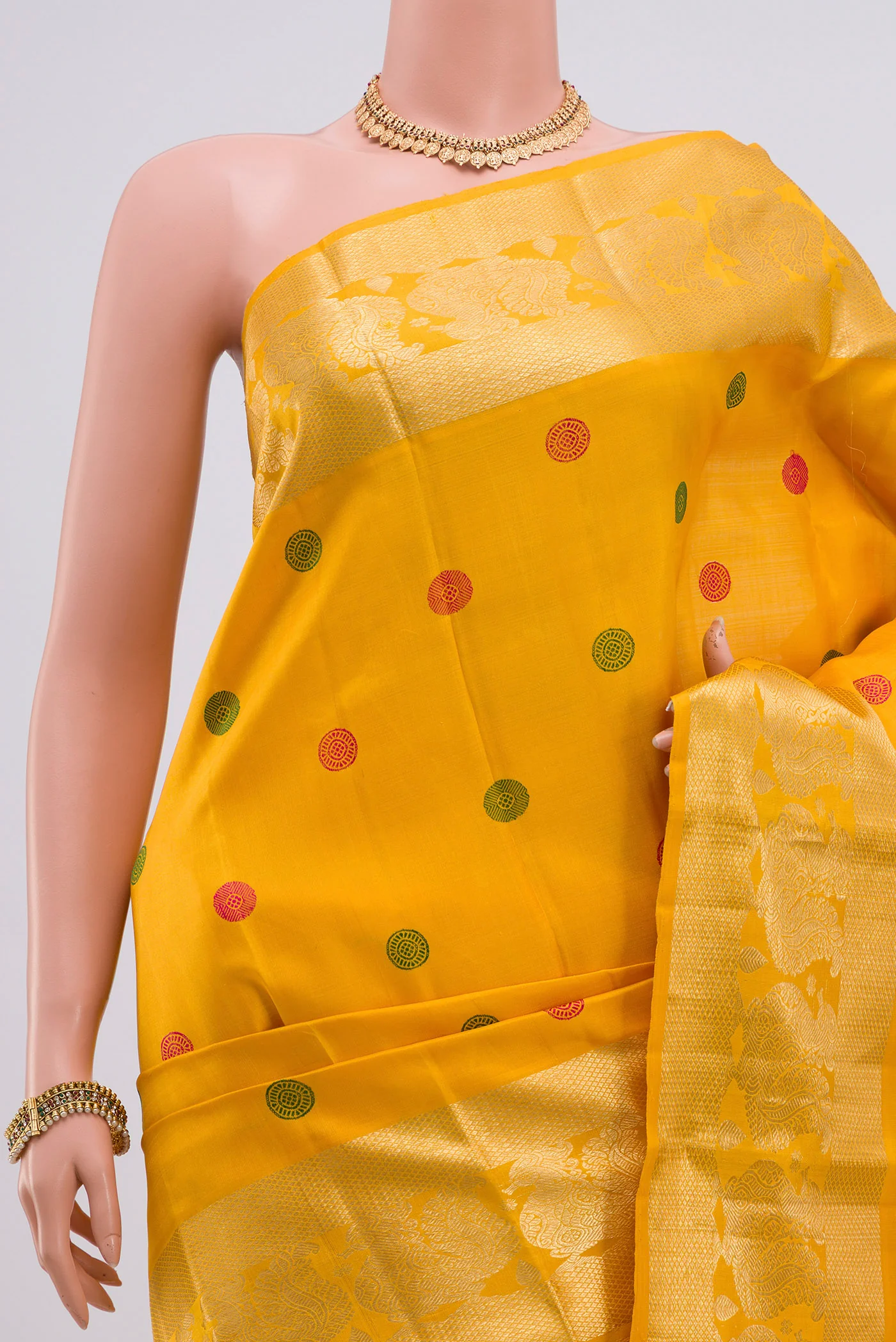 Yellow Kanjivaram Silk Saree - Image 2