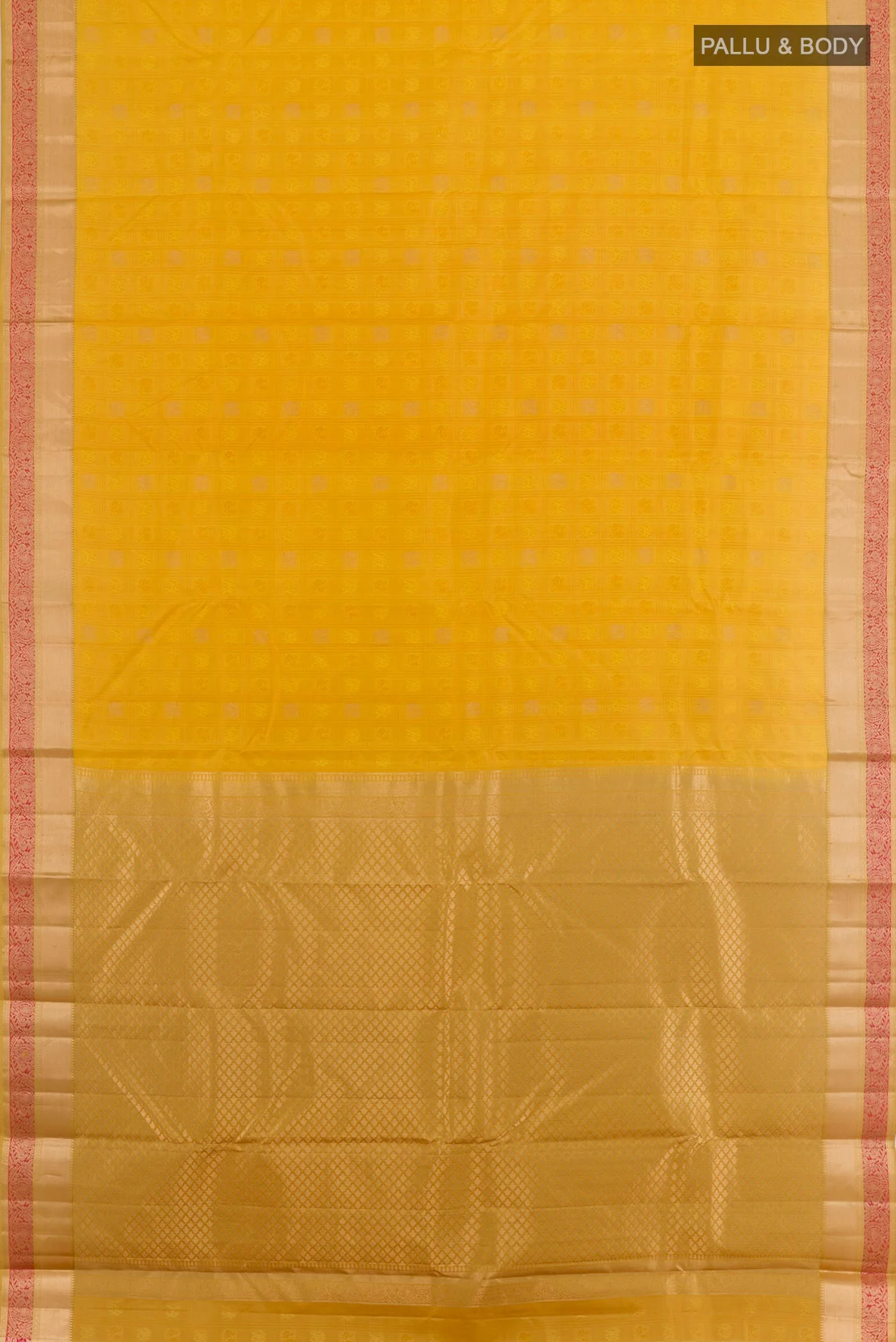 Yellow Kanjivaram Silk Saree - Image 3