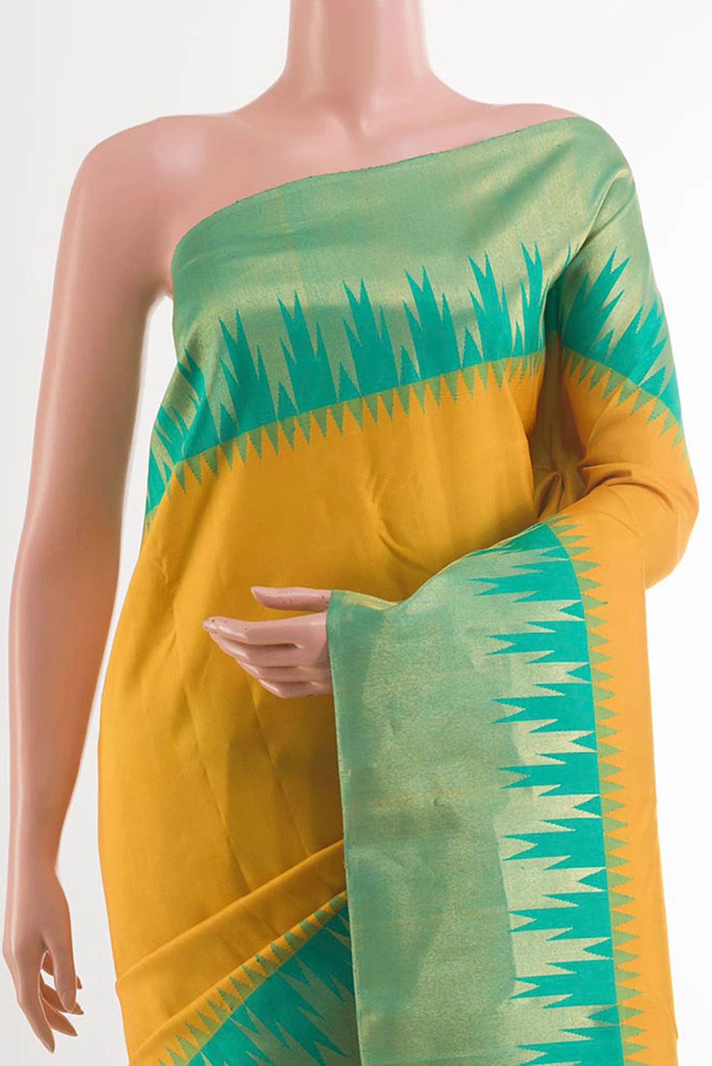 Yellow Kanjivaram Silk Saree - Image 2