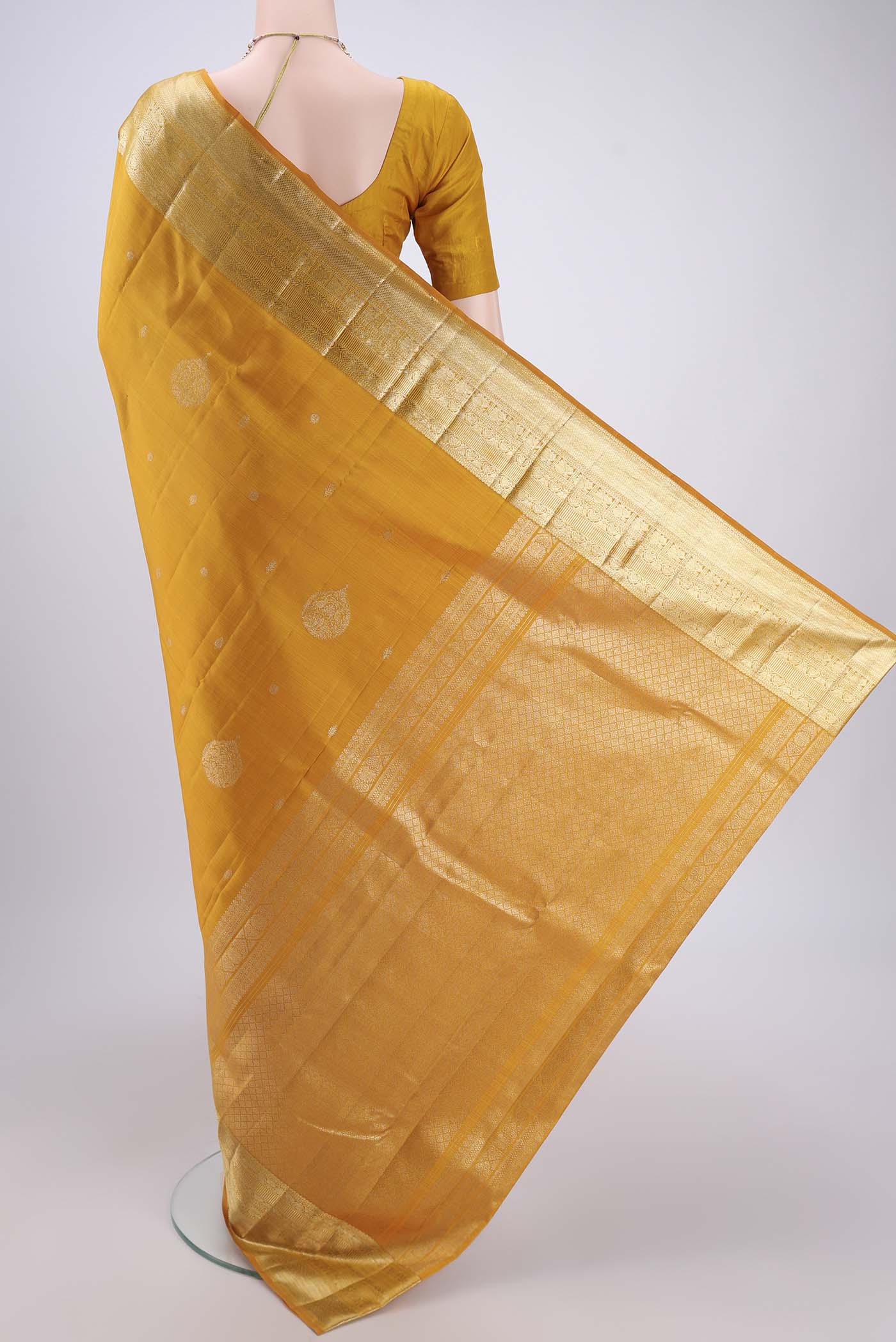 Yellow Kanjivaram Silk Saree - Image 3