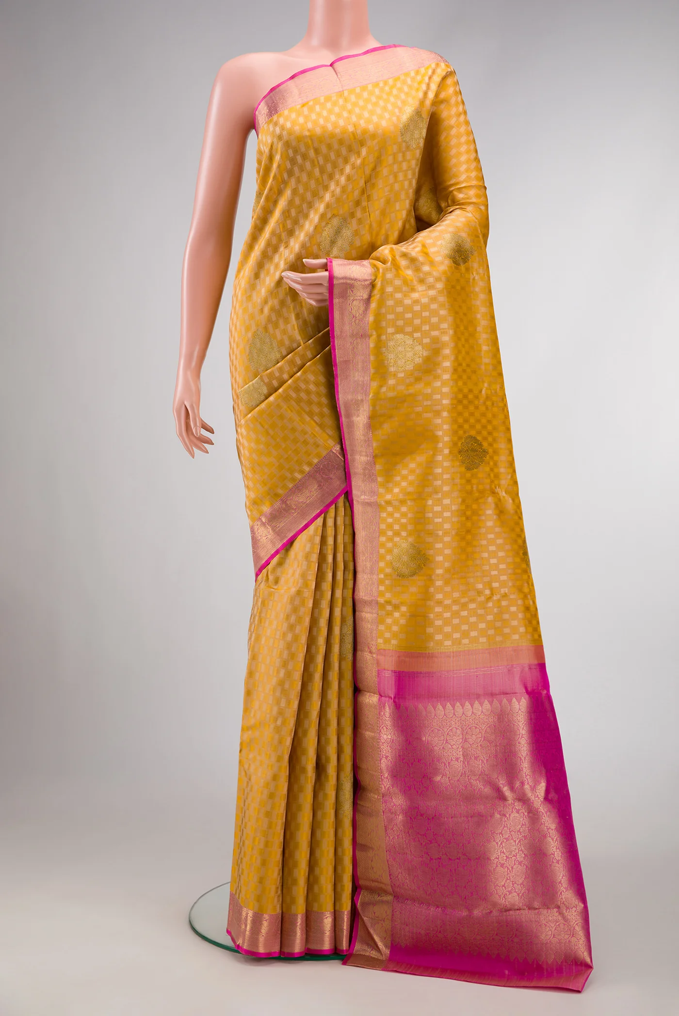 Pure Silk Pure Zari Yellow Kanjivaram Saree