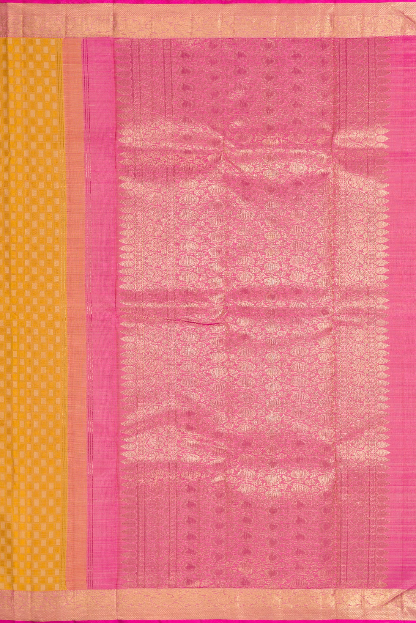 Pure Silk Pure Zari Yellow Kanjivaram Saree - Image 7