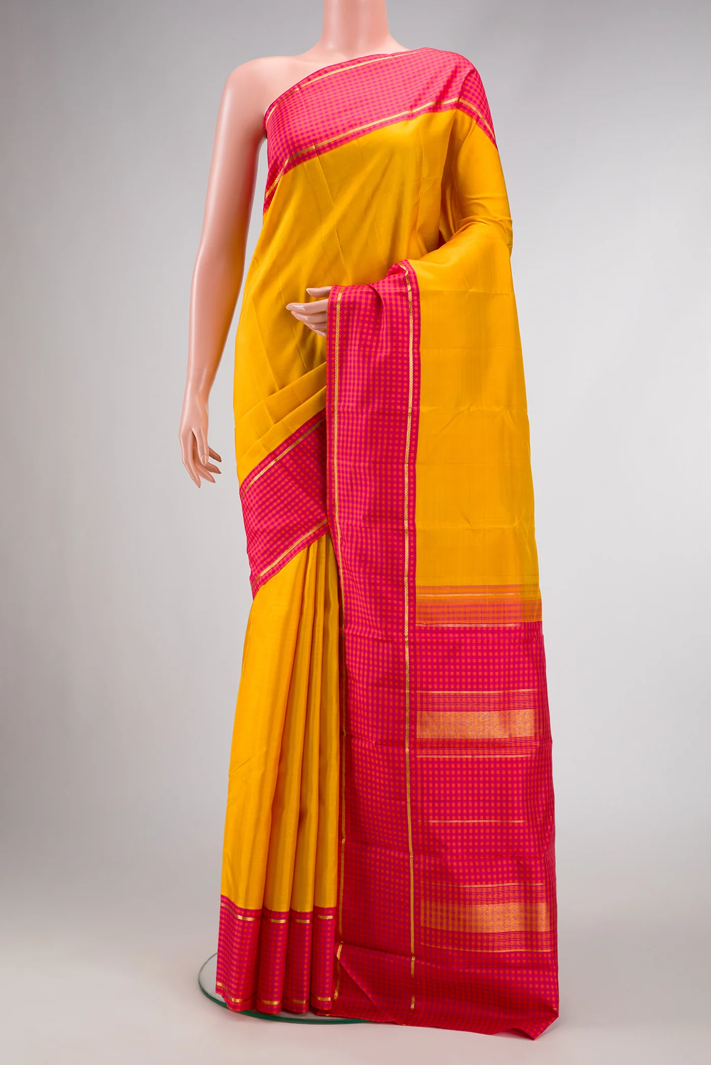 Pure Silk Pure Zari Yellow Kanjivaram Saree