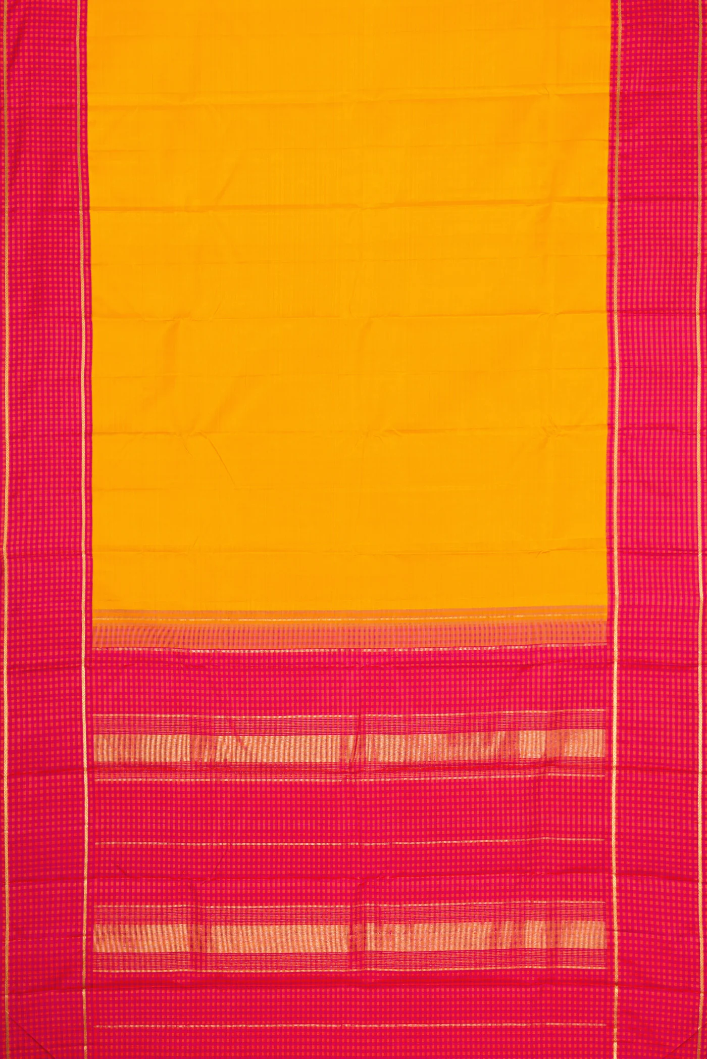 Pure Silk Pure Zari Yellow Kanjivaram Saree - Image 6