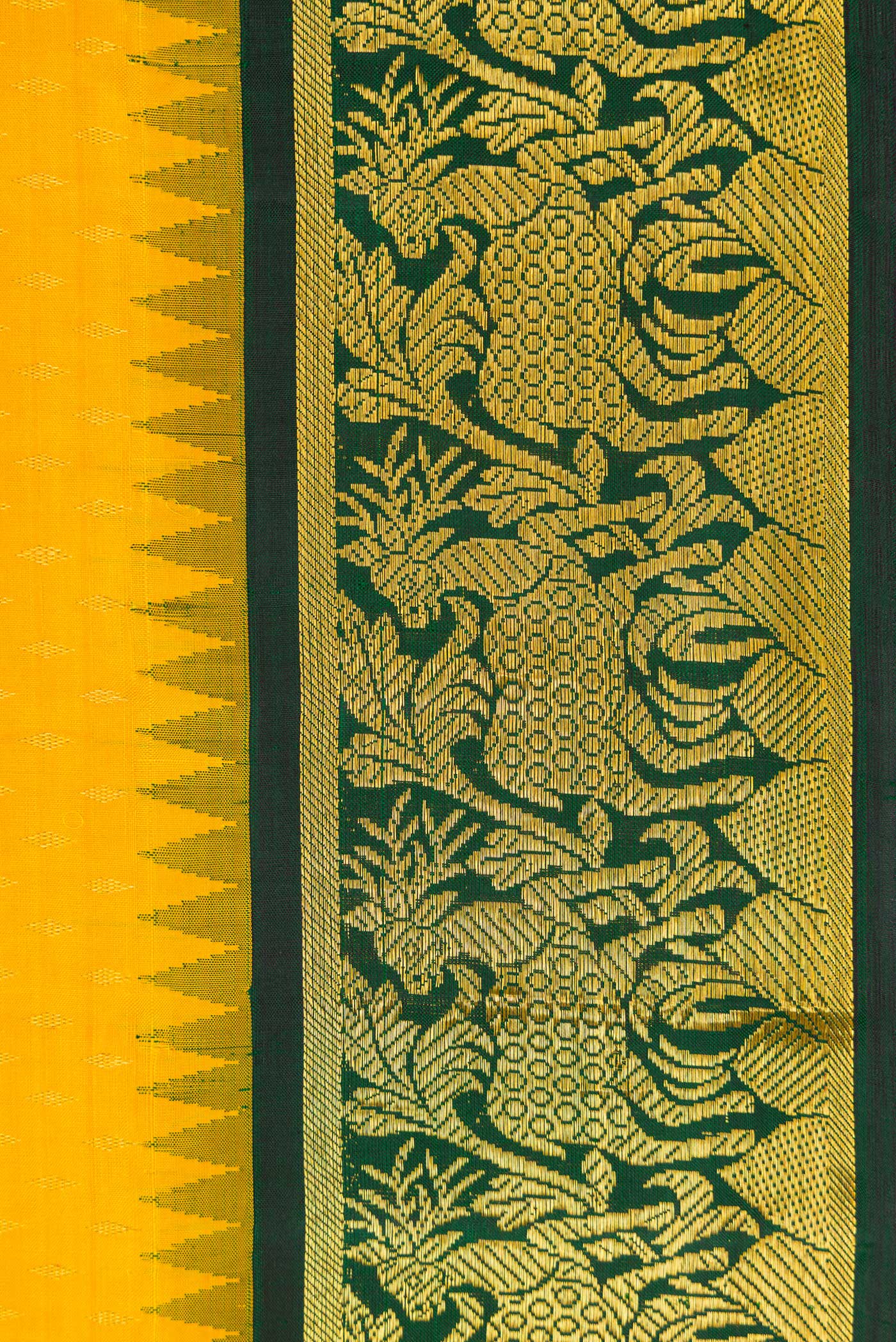 Yellow Kanjivaram Silk Saree - Image 3