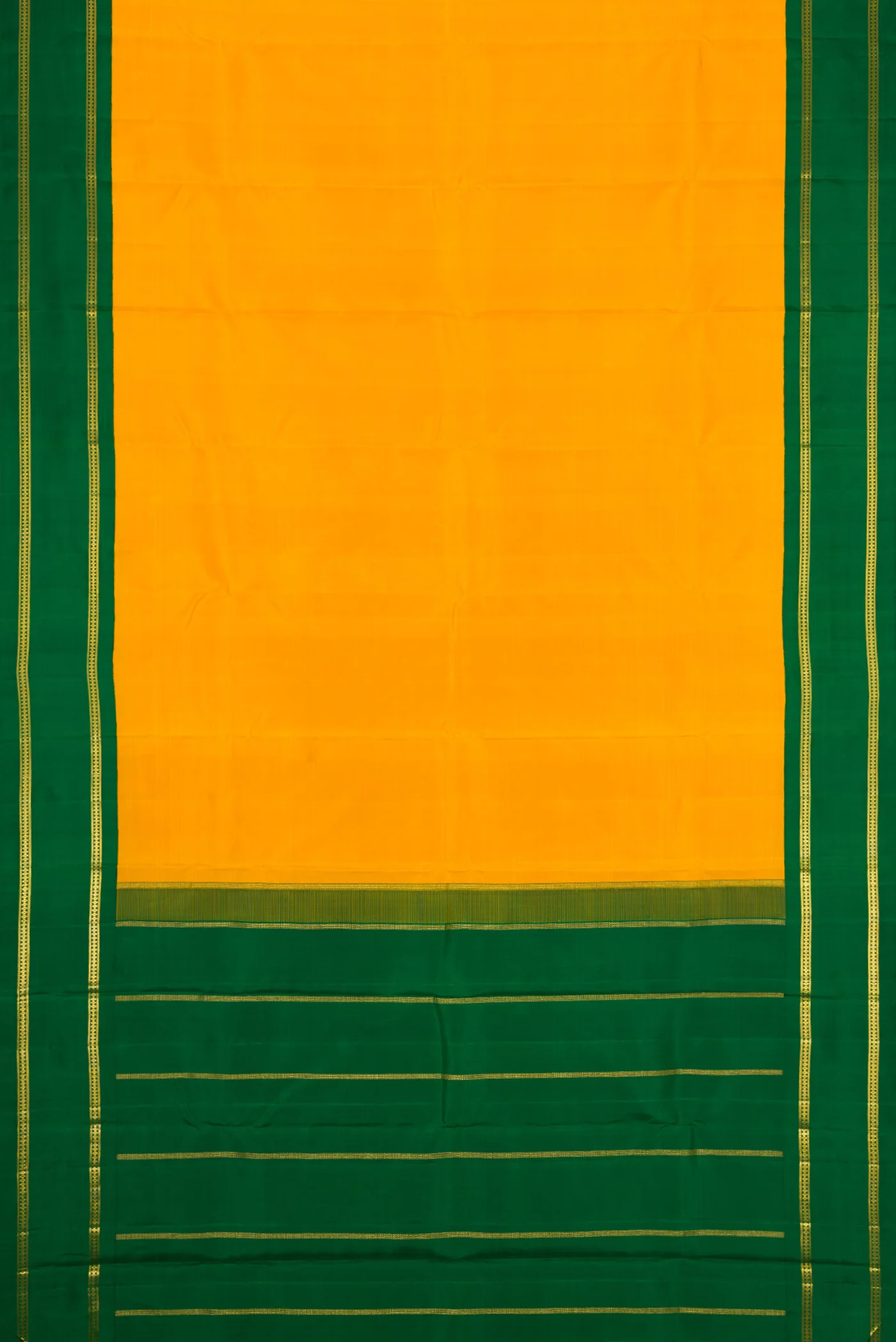 Pure Silk Pure Zari Yellow Kanjivaram Saree - Image 6